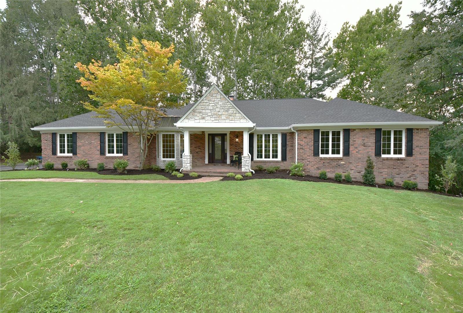 Near-Gut-Rehab-Upgrades Throughout-Move-In Ready! Massive 4 bed/4.5 bath brick ranch resting upon a 1 acre lot w/private firepit, backing to woods. Formal entry foyer w/coffered ceiling & marble tile floor w/mosaic insert. Spacious formal living & dining rooms. Huge great room w/soaring cathedral ceiling, skylights, atrium walk-out to brick patio & towering brick see-thru fireplace that connects to breakfast room. The chef in you will delight in the gourmet kitchen w/custom 10ft curved center island, marble counters, Thermador stainless appliances & custom cabinetry. Inviting sunroom w/cathedral ceiling & 2nd fireplace. Main floor laundry. Master suite w/double doors to private patio + luxurious private spa bath w/his & hers walk-in closets, double sinks, oval tub & 6x5 walk-in steam shower. Finished walk-out LL includes 4th bed, Flex room that would easily convert to 5th bed, full bath, wetbar w/2-10ft bars, wine cellar & workout room! Large 3 car garage. Located at end of cul de sac. Additional Rooms: Mud Room, Sun Room, Wine Cellar