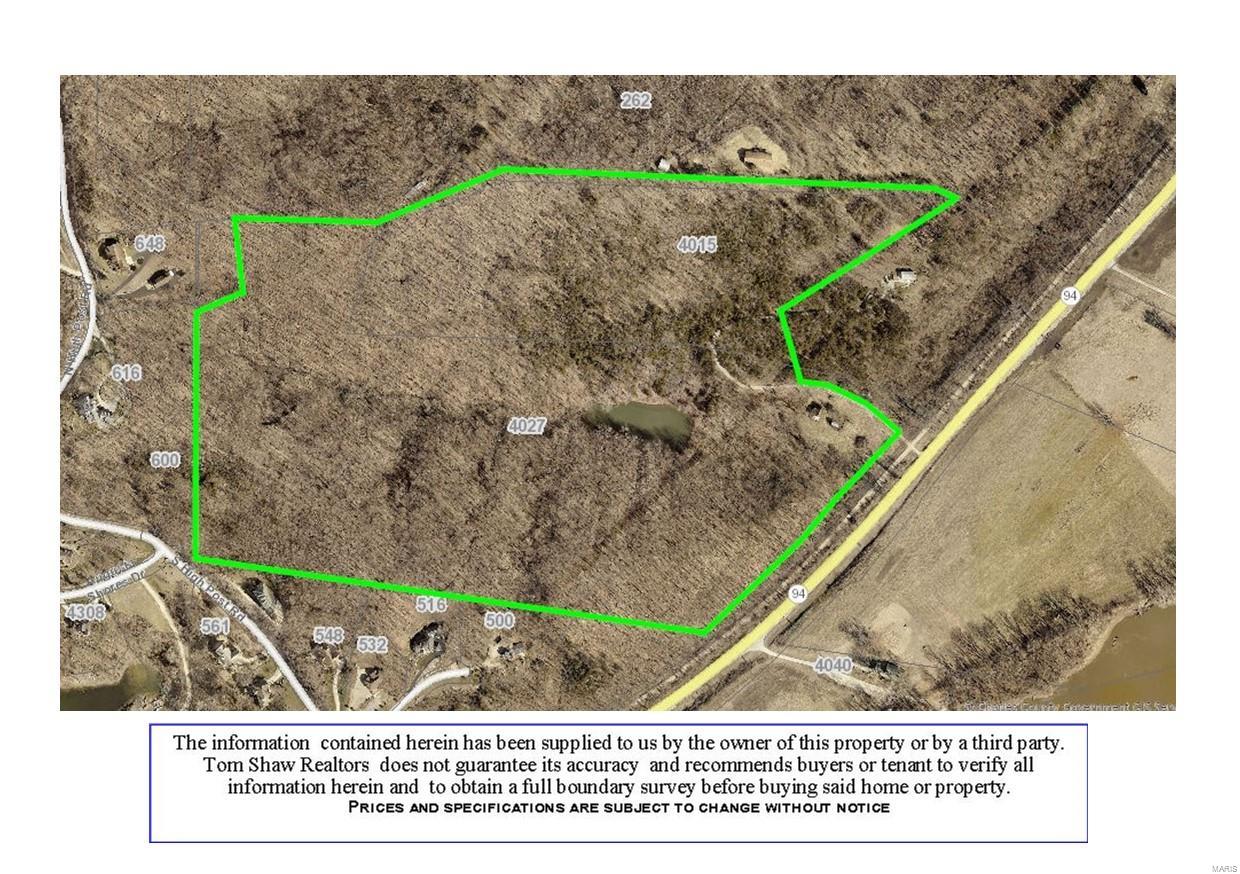67+/- Acres of prime equestrian/farmland in Augusta! Property is only 25 minutes to Chesterfield, 25 minutes to Wentzville and 25 minutes to Washington! The property includes some of the highest elevations along the Missouri River bluffs in Saint Charles County. So many potential options from a one of a kind showcase estate to multiple separate family residences to subdividing. *Small lake price subject to survey part of tax I.D. excluded houses & 5+/- acre access from Highway 94 is in flood plain. Tax ID:1-0016-s0004-00-0002.000000 & 1-0016-s004-00-0002.000000*.