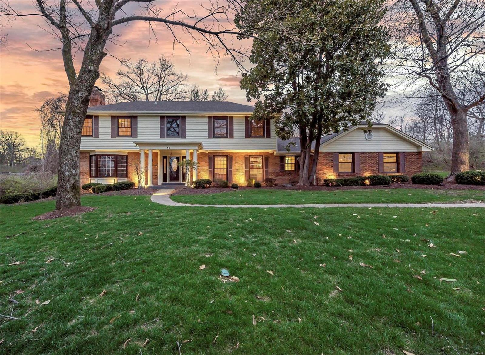 Location, Location, Location! This spacious home is located on a quiet cul de sac & sits on a 1+ acre lot in the highly rated Ladue School District. The home has been meticulously maintained for several decades. The current owners have just recently downsized after spending 41 years enjoying this fabulous home & location. You will fall in love w/ the huge Great Room that has 20 ft+ ceilings, a bar area & tons of windows which lets in a lot of natural light. Other features include: Brand new roof & gutters, 3 new skylights, 12 new windows, 3 car garage, 3 Fireplaces, a nice outdoor patio, Master suite w/ bonus rm which could be used as a nursery, office area or converted into a 2nd walk in closet. The master bathroom has a separate shower & soaking tub, skylight, double vanities. stained glass window. The finished lower level provides a lot of additional living space w/ recreation area, bonus rm, a full bath as well as extra space for storage. This home is one you will not want to miss!