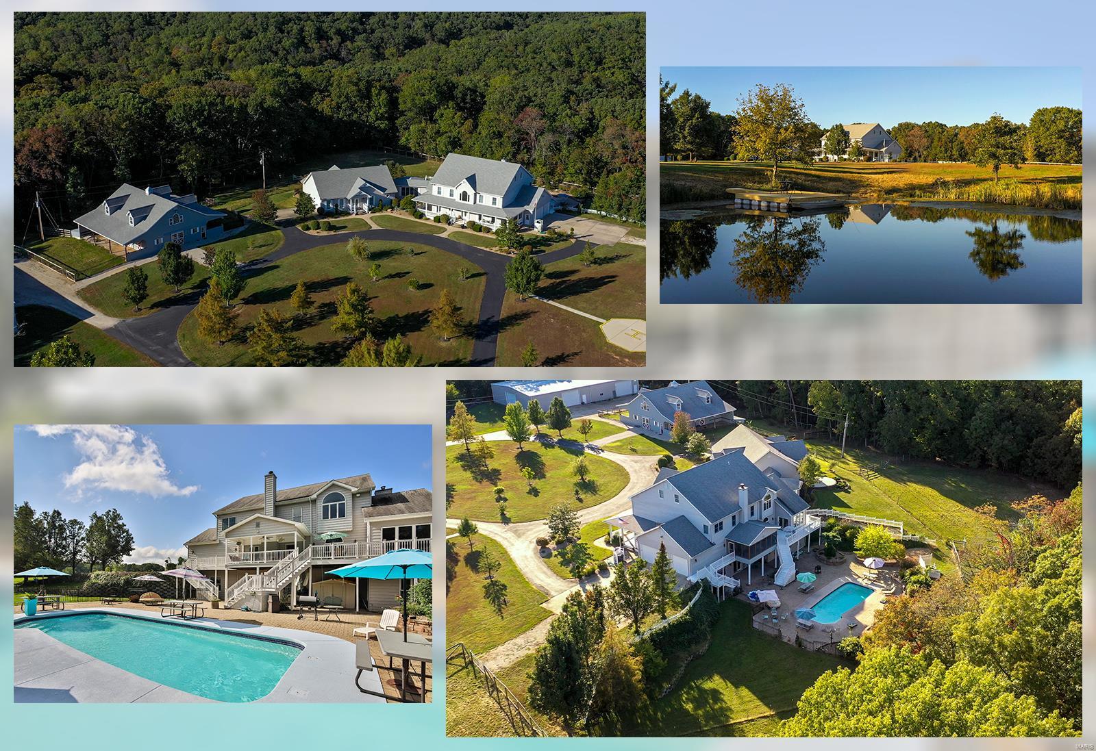 Welcome to your dream retreat nestled on 36 acres of pure bliss! This impressive private estate boasts not one, but two stunning homes totaling nearly 10,000 sqft of luxury living space. 

The main home spans 2.5 stories and showcases exquisite custom millwork, a gourmet kitchen, spacious master suite with an attached office and a finished lower level equipped with a second kitchen and walkout access to your backyard oasis and in-ground pool. The second home provides the perfect space for guests or extended family with a third kitchen and two additional beds & baths.

This remarkable property also features a barn with 6 stalls and finished living quarters on the upper level, a 100x60 all-steel building with 400A electric and a 60x40 heated shop, a serene 2-acre lake with a dock, and even a helicopter pad for the ultimate in luxury and convenience.

This is truly a once-in-a-lifetime opportunity. Don't miss out – schedule your tour today and experience the ultimate retreat! Additional Rooms: Sun Room