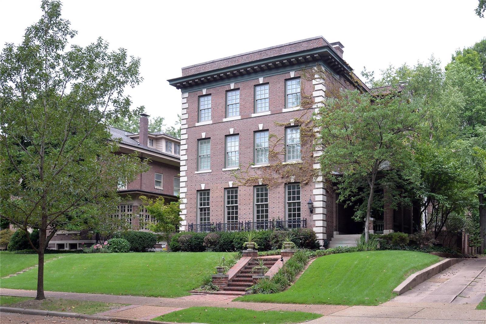 Turn-of-the-century Georgian Federal Revival residence has been meticulously restored down to every detail!  Handsomely appointed with today's conveniences. 3 levels of living space. Marble entry, period millwork, 7 fireplaces, stained glass, 10' & 9' ceilings. The gourmet kitchen features professional grade Viking & Sub-Zero stainless steel appliances, granite, & walk-in pantry. The breakfast room boasts stylish built-ins. The plush master bedroom suite features multi-tray ceiling, dressing room with floor-to-ceiling cabinetry and a center island and state-of-the-art bath with a walk-in shower with a curved glass enclosure. En-suite bedroom with glass enclosed sun porch. 2nd level office & laundry room. The 3rd level has a rec room, gym (can be used as a bedroom), another bedroom & bath.  924 square feet of the square footage is for the guest house which has a living room with skylights, kitchen, laundry room, bed & bath. 4 car garage.  Beautiful grounds with a deck, patio & gardens.