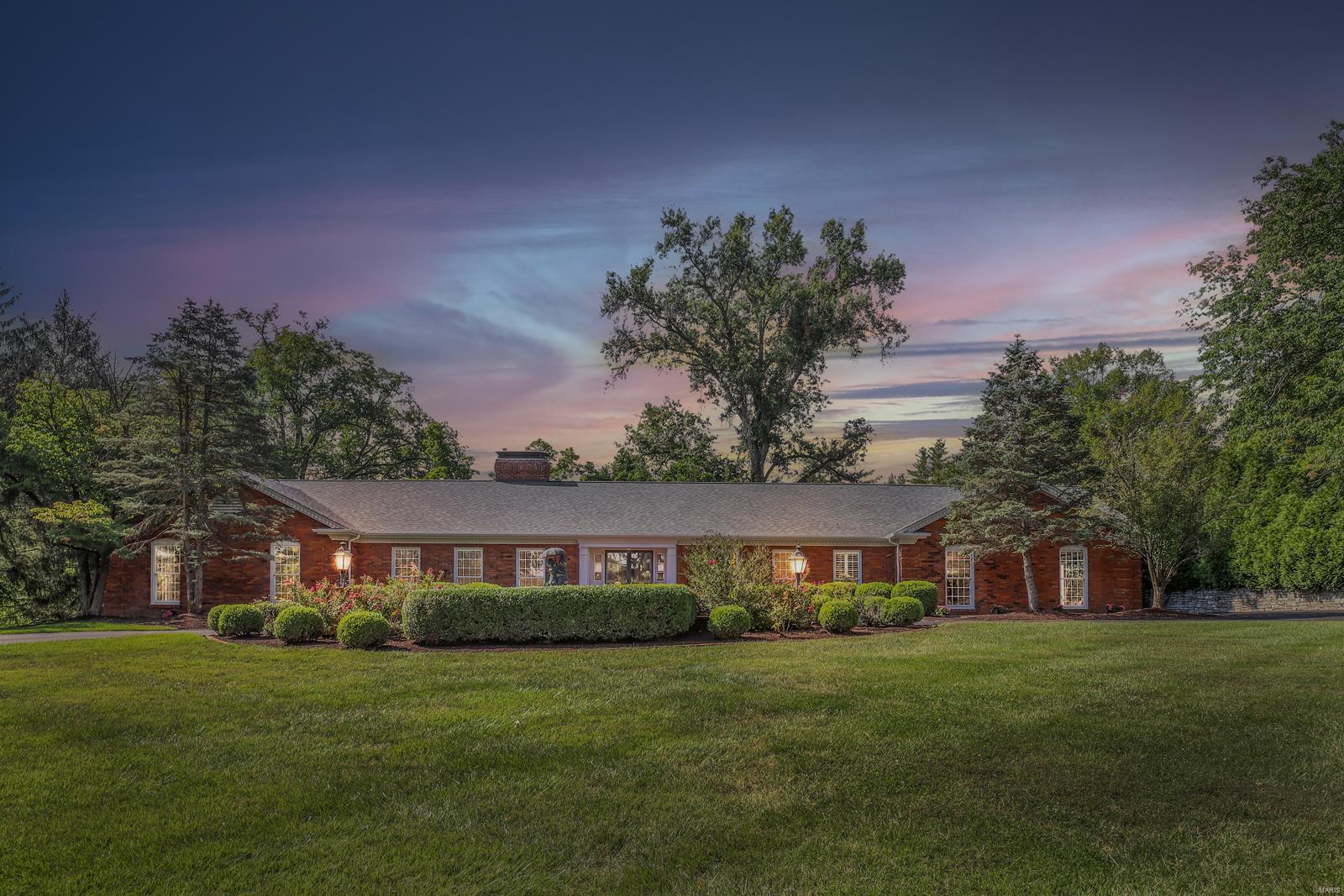 Gorgeous Higginbotham built, all brick Ranch, situated on a park-like 1.4 acre lot, in the prestigious Bellerive Country Club Grounds – Town & Country, has undergone a complete renovation, and is totally move-in ready. This 4 Bedroom, 4 full Bath home, has an open floor with over 4,300 square feet of living space. From the minute you walk-thru the front door, into the Foyer, you will know you are home! Additional features include: newer roof (June 2022), newer HVAC, newer and refinished hardwood floors, professionally landscaping and well-manicured grounds, alarm and irrigation systems, re-surfaced circular drive, and a 3-car attached garage - just to name a few. Relax on the back custom brick patio after a long day, and enjoy the privacy of your spacious level backyard, just waiting for the new owner to add their dream pool. This home is amazing for entertaining family and friends!