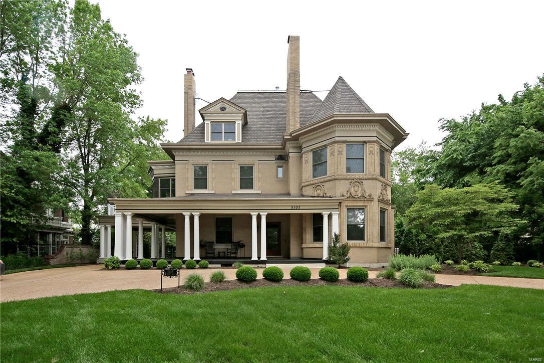 The firm of Weber & Groves designed this Victorian/Renaissance style residence in 1897. Remarkable architectural detailing throughout includes a LR with paneling and a large fireplace with marble facing, a billiard room with built-in bookcases, paneling, fireplace and original restored chandelier. The newer gourmet kitchen features premier appliances and finishes and leads to a very large butler's pantry. The second floor includes the master bedroom with fireplace, sitting room with fireplace, and a luxurious BA. A second bedroom suite offers a fireplace, sitting room with fireplace, a full bath and sunroom. A laundry area is on this level. The 3rd floor has 3 bedrooms, 2 full BA and storage. The restored carriage house features 2 separate apartments, original horse stalls and tack room. Landscaped gardens, gazebo, pergola, hot tub, a newer pool and fountains complete the rear garden.