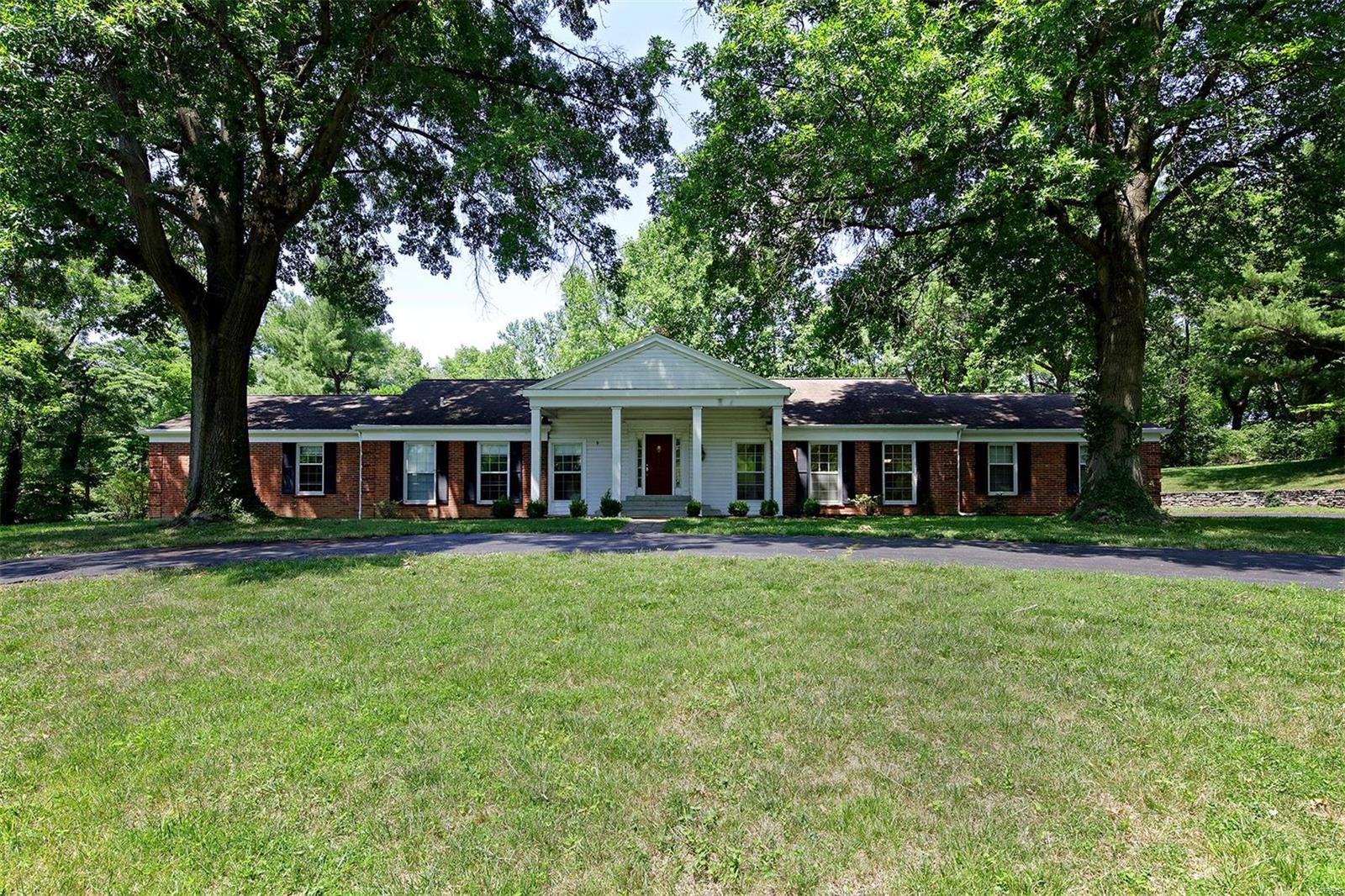 Buyers Line Up! Total of $336,000 price redux!!! A Fabulous opportunity to either build your dream house or renovate this Altepeter built ranch.  Located on a prestigious 2.63 acre lot in the desirable gated Overbrook Estates & backing to Old Warson Country Club. The spacious ranch has an open floor plan w/over 3000 sq. ft. of space.Lovely Master suite open to Library /study..  Finished lower level w/huge rec room. Gracious dimensions, quality craftsmanship, light-filled rooms, timeless design. 4 beds/4.5 baths, inground pool and outstanding location!