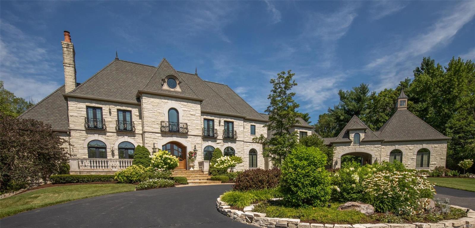 Once in a lifetime opportunity to live in a limestone chateau perched atop three and a half rolling acres in one of St. Louis' most idyllic and desired lanes.  Suitable for horses and surrounded by woods, this property offers sublime privacy yet is located in an inner-ring suburb within 15 minutes to Lambert Int'l Airport, Spirit of St. Louis Airport, Downtown, Clayton and Chesterfield Valley.  Completed in 2006, this one off- custom commissioned home features world-class amenities throughout and encompasses over 11,700 square feet of finished living area.  Perfectly proportioned, every room is designed with functionality and style in mind.  A few highlights include a two-stall horse barn, saltwater swimming pool with designated bath, elevator to all floors, catering kitchen and breathtaking two-story rotunda with hand painted mural.  This property is not to be missed and is available to be seen by appointment only.