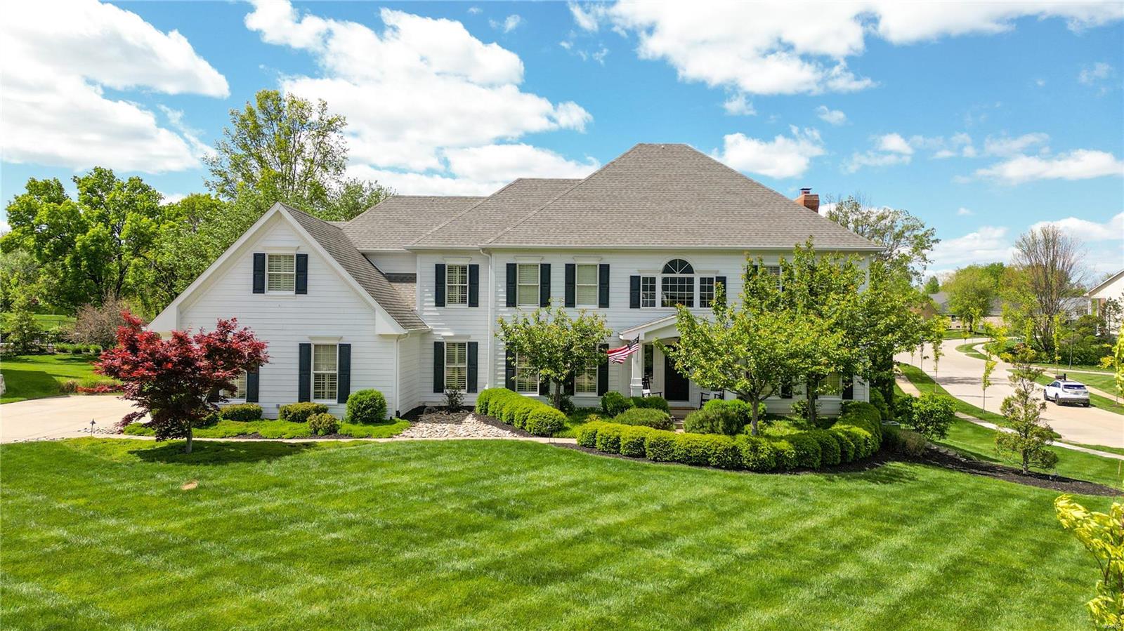Classic Curb appeal and impeccable condition await in this desirable Two story in sought after Brook Hill. Abundant light shines through two story entry foyer. Work from home office w/French doors and Separate dining room flank foyer. Gleaming hardwood floors throughout main level. Fam Room w/bay window and wood burning fire place. Chefs dream kitchen w/huge center island, granite tops, and stainless steel appliances including 6 burner Dacor gas range w/ double oven. Hearth room w/gas fireplace walks out to paver patio and fire pit. Spacious master bedroom suite w coffered ceiling. Deluxe master bath with dual vanities, floor to ceiling glass and tile shower and free standing tub.  Three other beds up for the fam with 2 add’l full baths. Lower level was redone in 2021  with amazing bar, Rec Room, workout space and movie area! Plus bed and full bath. Also main floor laundry with lockers, plantation shutters, and built in speakers!  1/2 acre lot on Cul de sac. Classic Chesterfield home!