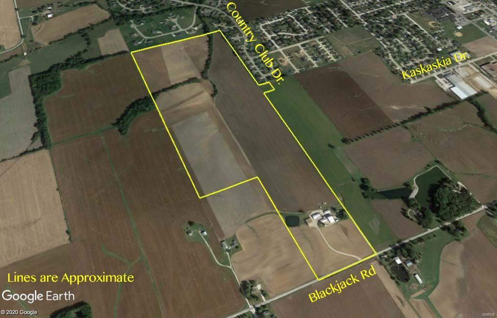 100.75 acres that lie between Red Bud City limits and Blackjack Road just South of town.   You can access the property from Country Club Drive or from Blackjack Road.   There is an older farm home on the property that is currently being used as a rental and it is leased until 2022. There are also outbuildings and a pond located near the home. This land is perfect to extend the much-needed development of Red Bud Housing or add to the family farm for future generations.  It is believed that city water, sewer, and natural gas can be accessed at the end of Country Club Drive. There are approximately 95 acres tillable with a PI of 93.41  Subject to the current farm lease.