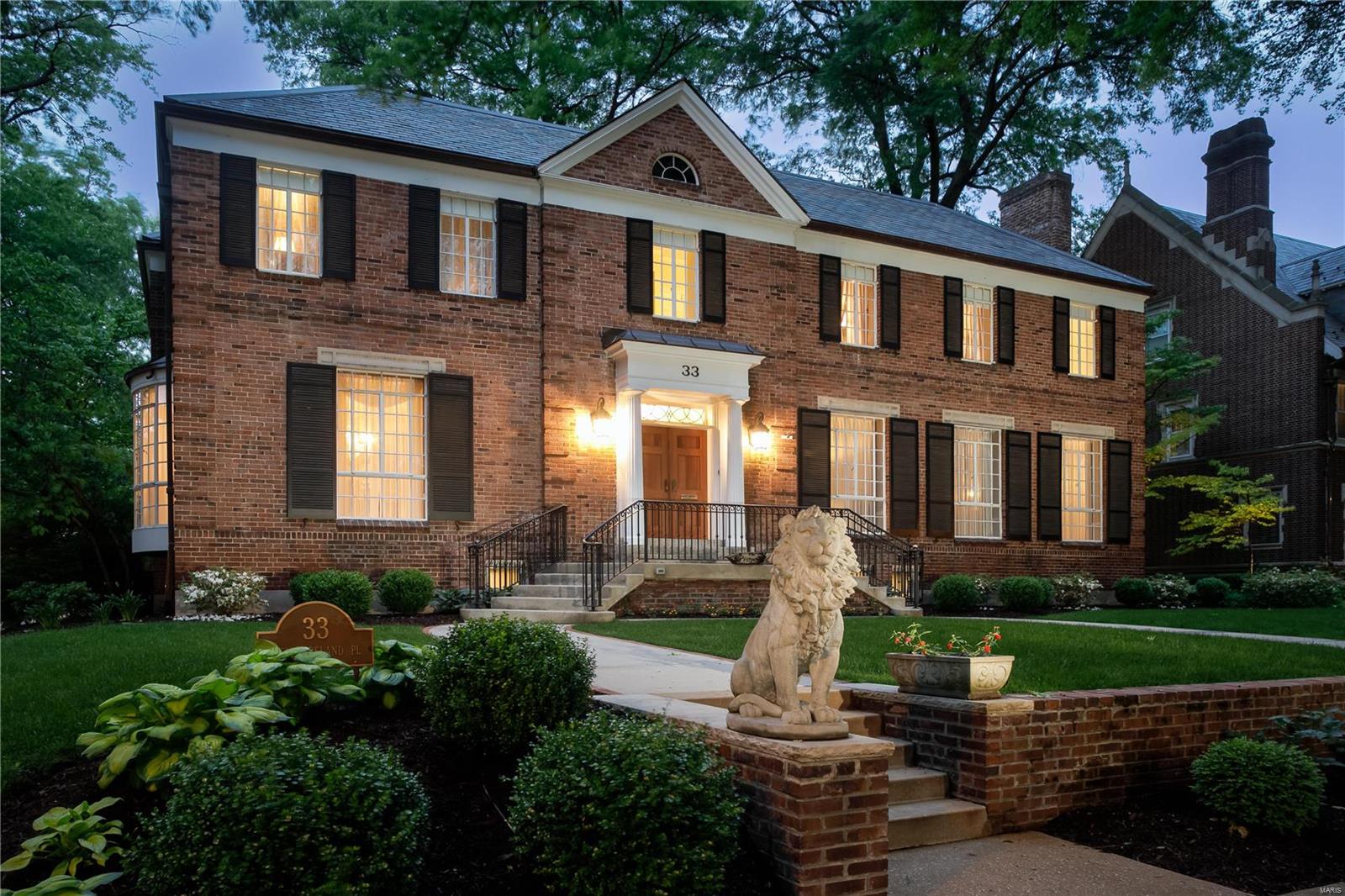 A stately architectural jewel, at the epicenter of Central West End's Westmoreland and Portland Place. Sellers have added over $300,000 in functional improvements to this Maritz and Young signature home. Entry through new solid mahogany doors welcomes visitors to a gracious foyer and floating circular staircase. Large open light filled rooms in over 5,000 square feet of living space. The Main level features an expansive Living room that opens to a patio detailed in pavers, elegant dining room, family room, kitchen, and main level guest/in-law suite. The second level hosts the spacious primary suite, 3 additional bedrooms and 3 full baths. Lower level provides a large finished rec room, ideally suited for media and billiards, kitchenette, and wine cellar. 4 car tandem tuck-under garage is both heated and cooled. The grounds are lush and private, with a level fenced yard, brick walking path and professional landscaping. A new slate roof with copper gutters, in 2016, completes the home. Additional Rooms: Wine Cellar