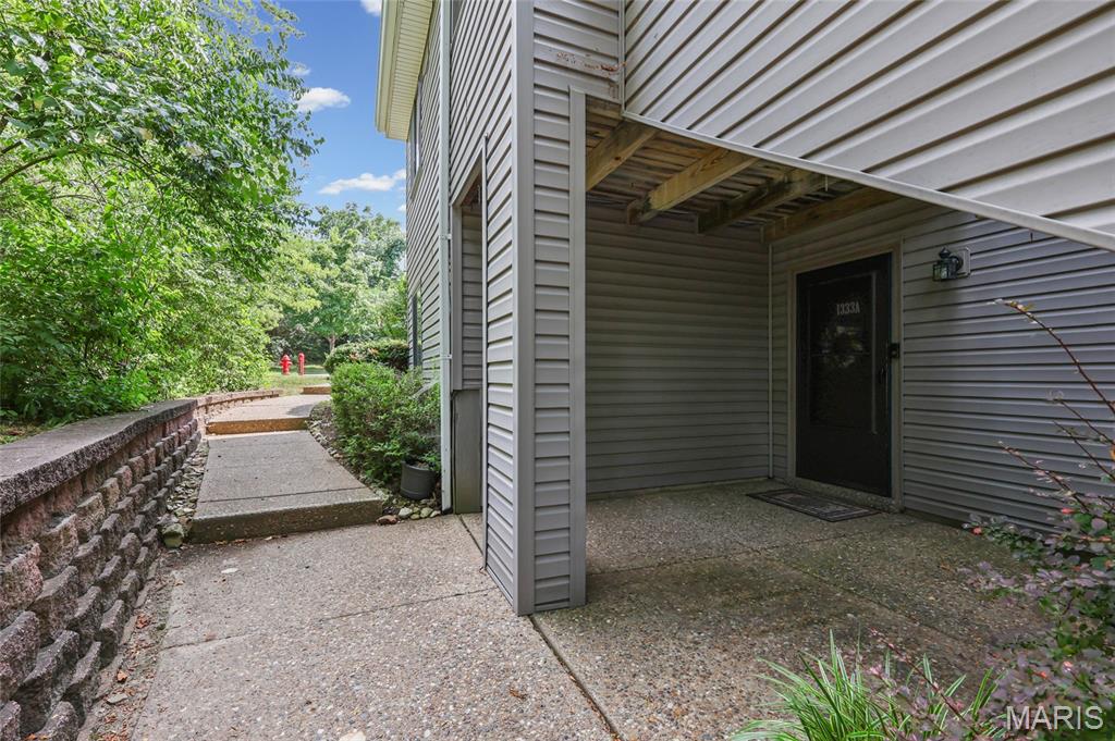 High Demand West County Neighborhood close to Queeny Park plus all of your dining & retail errands around the corner. This TWO bedroom condo is waiting for it's next owner. This is a ground floor unit that overlooks pool and community entertainment area.   Large primary bedroom with plenty of room. Bath suite has counter height cabinets,  newer cabinet, lighting & fixtures. Washer, dryer & fridge to stay. Sliding door off your family room leads to your aggregate patio which is steps from shared BBQ station. Located within the Parkway school district & minutes from Queeny Park. This is a very secluded community - you've probably driven by it & never noticed it was there. Perfect spot & so easy To Show.
