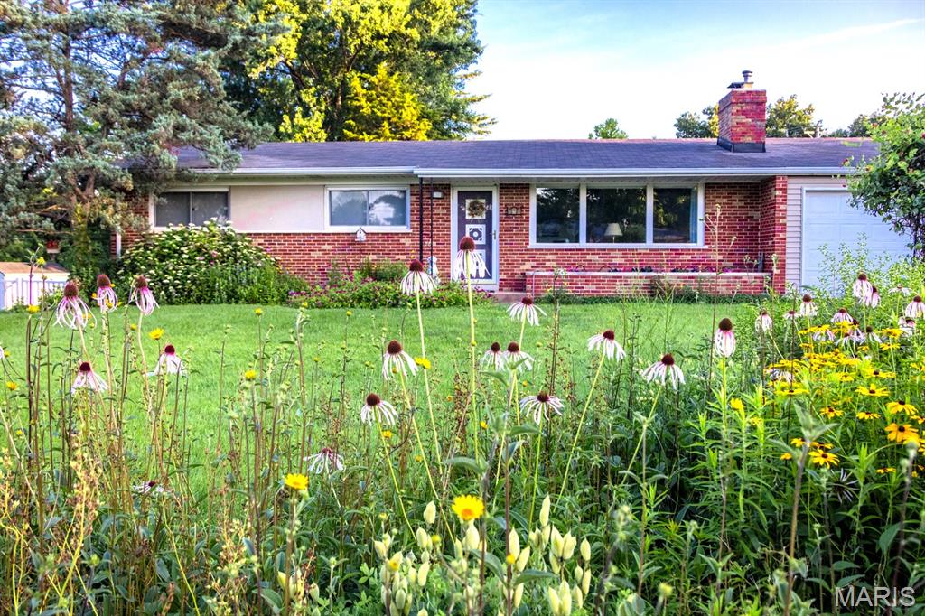 Classic Mid-Century Modern Home in desirable neighborhood. This 3 bedroom 2 bath home was built in 1957 and undated from 2017 to 2026. Located in the Lindbergh School District and near 3 parks and playground, and shopping and restaurants. The private fenced oversized 1/3 acre yard features professionally designed low maintenance native wildflower garden, rain garden & raised vegetable garden beds, with plenty green space. This spacious open-concept home includes an additional main floor TV room with abundance of natural light. The main living area features vaulted ceiling. There is plenty of closet space in bedrooms. The unfinished basement is very dry with room for storage and workshops or can be refinished for extra living space. The two car garage with door and opener. Roof replacement in 2024; Hot water heater in 2022; Furnace in 2026; Some new windows in 2017 & 2021. Remoted Kitchen with granite countertops & Breakfast Bar; Gas Fireplace; Refinished Hardwood Floors; Covered Patio; Attic Fan; Ceiling Fans A Home Warranty by, The Home Service Club is included. Coming Soon,