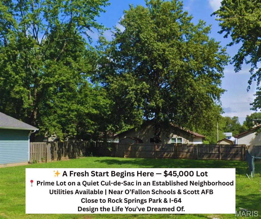 Here is your chance to build in an established neighborhood in OFallon Schools! Level lot with utilities available! County restrictions recorded and potential buyers can contact the city of O'Fallon about setbacks/zoning on restrictions. Close to shopping, interstate 64, and Scott AFB!