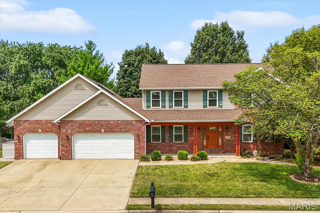 Welcome to this spacious 2-story home located in the desirable O’Fallon, IL school district! Featuring 4 bedrooms, 3.5 baths, oversized 3 car garage, and a convenient main-floor laundry, this home offers plenty of space and functionality. Situated on a corner lot with mature trees, the property give lots of privacy. Recent updates include new LVP flooring and carpet in 2024 and a new roof in 2025. The partially finished basement provides versatile additional living space with a kitchenette,  full bathroom, and plenty of room for a bed, making it ideal for a guest suite, studio, or additional living area, while still maintaining plenty of storage space. An oversized A/C unit helps keep the home comfortable, and the storage sheds remain with the property for added convenience. Agent Interest.