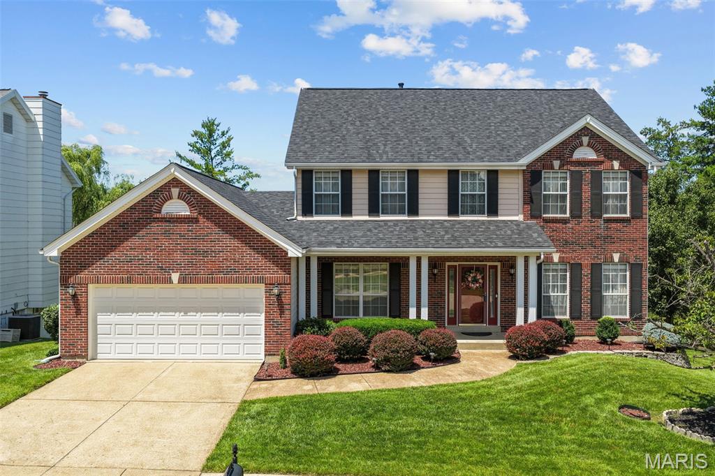 Meticulously maintained 4 bedroom home in the desired Arbor Oaks subdivision! This two story home features a dramatic 2 story entry foyer, t-staircase, vaulted ceilings, 9" main floor ceilings, a bay window, wet-bar and more! 
Spacious kitchen with a center island, vaulted ceilings, walk-in pantry, breakfast room, wet-bar and some newer stainless steel appliances including a JennAir cooktop (cooktop new 2023, dishwasher new 2024, refrigerator new 2020). The kitchen opens to the large family room with a bay window and wood burning fireplace. Formal Living room, Dining room and Entry foyer on the front of the home. Upstairs you will find the primary suite with double walk-in closets and primary bathroom with double sinks, a jetted tub and separate shower. Three additional spacious bedrooms and another full bathroom complete the second floor. Huge unfinished walk-out lower level with 2 egress windows and rough-in plumbing. The lower level could conveniently be finished adding so much additional living space if desired. Huge private backyard perfect for entertaining with a new Trex/TimberTech composite maintenance free deck scheduled to be installed mid July by California Custom Decks. Fantastic location with easy access to Big Bend and only one mile from Castlewood State Park. Get to know your neighbors by enjoying the subdivision pool! Located in the award winning Parkway School District. New Roof (2025). New AC (2019). New hot water heater (2025). All new window blinds (2021).