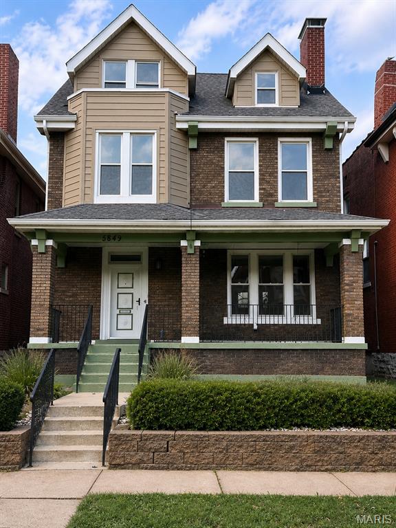 Historic St. Louis character meets modern comfort at 5849 De Giverville. This beautifully updated 2.5 story Victorian home offers 5 bedrooms, 4.5 baths and approximately 3,623 sq ft of total living space designed for living, entertaining and relaxing. Inside, discover soaring ceilings, rich wood floors, pocket doors, updated lighting and a modern kitchen with stainless-steel appliances and solid surface countertops. The spacious primary suite features a spa-inspired bath with dual vanities, soaking tub and separate shower. The finished walk-out lower level is a standout, complete with a full bath, additional laundry and private wine/bourbon lounge-perfect for entertaining or unwinding. Enjoy upper-level laundry, zoned HVAC, electrical upgrades, EV charging, two car covered parking and a private yard. Five bedrooms, 4.5 baths, Historic character, Exceptional space and modern updates. Come experience what makes 5849 De Giverville different!