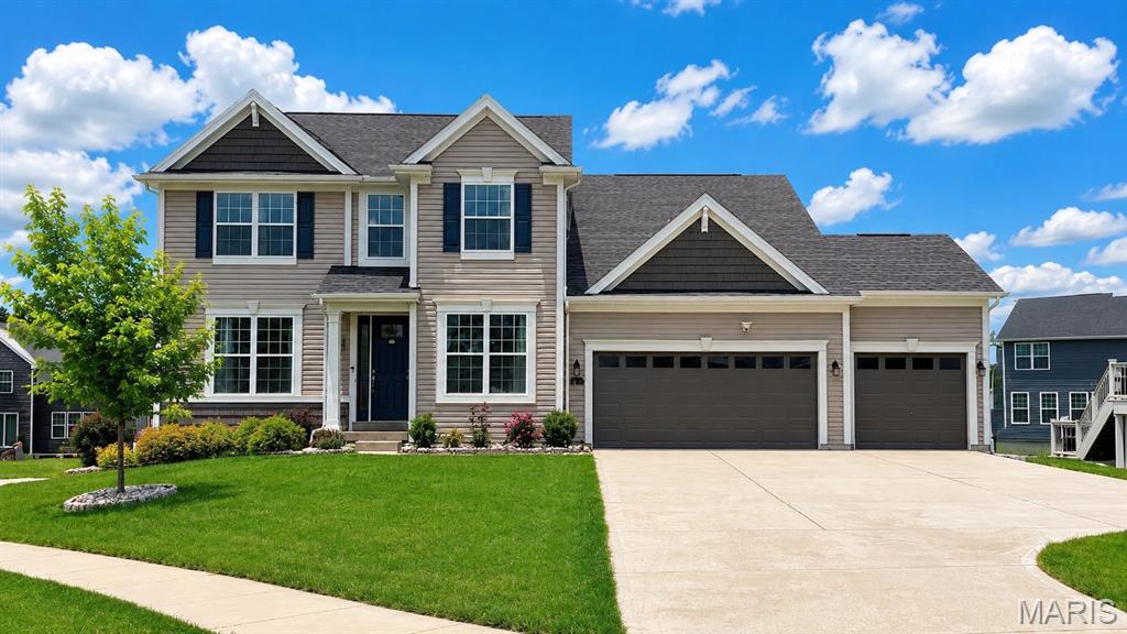 Located in the highly sought-after Inverness neighborhood, this immaculate 5-year-old custom Payne Family Home offers the perfect combination of luxury, functionality, and modern design. This stunning 5-bedroom, 4 full bath home features an open-concept floor plan that is perfect for both everyday living and entertaining. The spacious main level includes two full bathrooms along with a versatile 5th bedroom that also makes an ideal home office or guest suite. Gorgeous plank flooring, upgraded lighting throughout, and a beautiful gas fireplace create a warm and inviting atmosphere. The chef’s kitchen is truly the heart of the home, showcasing white 42-inch cabinetry, granite countertops, double ovens, an oversized center island, abundant prep space, and a large walk-in pantry — ideal for hosting gatherings and entertaining guests. The spacious main-floor primary suite provides comfort and convenience, while the upper level offers generously sized secondary bedrooms with walk-in closets, a Jack-and-Jill bath, loft area, and an oversized playroom or theater room perfect for family living and entertaining. Step outside to enjoy the impressive oversized composite deck overlooking a premium cul-de-sac lot. The 9-foot pour walk-out basement includes two bathroom rough-ins and is ready for your custom finishing touches. A rare 4-car garage offers exceptional storage and parking space. Additional highlights include a gorgeous staircase, meticulous maintenance throughout, and access to Inverness community amenities including walking trails, lakes, parks, and convenient proximity to highways, shopping, dining, and more. Move-in ready and loaded with upgrades — this exceptional home truly has it all!
