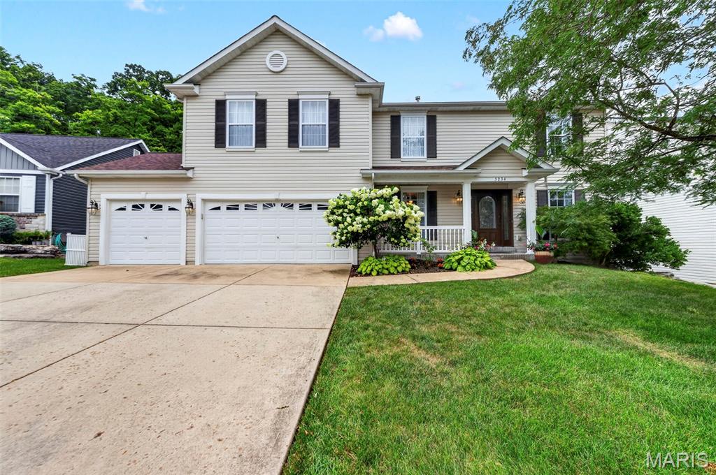 New Home. New Beginnings. New Memories. Move in just in time for the 2026-2027 school year!

Welcome home to this beautifully updated, spacious two-story situated on a semi-private, tree-lined 0.25 acre lot. From the moment you step into the inviting foyer, you'll appreciate the hardwood flooring that flows through the formal dining room and formal living room—currently used as a dedicated home office—before opening into the expansive family room featuring a stunning bay window overlooking the peaceful backyard.

The well-appointed kitchen offers ceramic tile flooring, a center island with breakfast bar, granite countertops, a designated pantry, and black stainless steel appliances....gas oven/range (2019), dishwasher (2024), and microwave (2024). The adjoining breakfast room opens through a large sliding glass door to the backyard, creating the perfect space for entertaining or simply enjoying your morning coffee or relaxing summer evenings.

Convenience abounds with a main-floor laundry room, half bath, and an attached three-car garage with easy kitchen access—ideal for unloading groceries and little ones.

Upstairs, a generous loft provides endless possibilities as a second family room, playroom, craft space, music room, homeschool area, or home office. The oversized primary suite features a beautifully updated ensuite bath with a double vanity, soaking tub, walk-in shower, and spacious walk-in closet. Three additional bedrooms offer comfortable space for family, guests, or hobbies and share an updated full bathroom. 

The unfinished lower level is ready for your personal touch....5th bedroom with an egress window and rough-in for a future third full bathroom, and abundant storage area (wood shelving included).

Enjoy peace of mind with major recent updates, including:

Roof (2024)
Hot Water Heater (2023)
HVAC System (2022)

Additional highlights include an open staircase, decorative door trim on the main level, 5-inch baseboards, crown molding, black aluminum rear fencing (with 2 gates), and a charming gazebo complete with electricity and TV—perfect for outdoor entertaining.

The location is equally impressive! Situated just one block from Seckman Elementary, Seckman Middle, and Seckman High School in the highly regarded Fox C-6 School District, this home combines comfort, convenience, and exceptional value.   Let's not forget how close to Mastodon State Park with trails, picnic area, playground and so much more!

Don't miss the opportunity to make this beautiful house your next home and start creating lasting memories today!  Schedule your showings today....not need to wait!