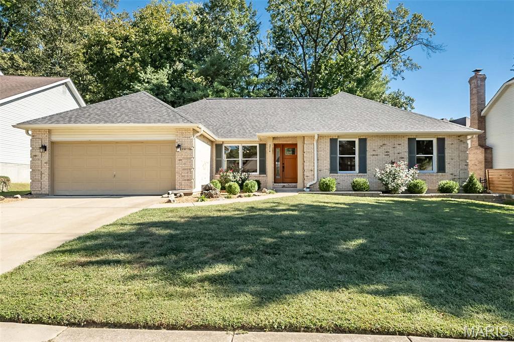 Welcome to 5714 Shining Day Place, a beautifully refreshed ranch home tucked away on a quiet cul-de-sac in the charming Lilac Ridge neighborhood of Mehlville. Offering nearly 2,000 square feet on the main level, this 3-bedroom, 2.5-bath home provides comfortable one-level living with a layout designed for both everyday life and entertaining. The spacious living room is filled with natural light and opens easily to the dining area, creating a warm and welcoming setting for gatherings. Just beyond, the kitchen features granite countertops, stainless steel appliances, a center island for additional seating and prep space, and abundant cabinetry. A breakfast area overlooks the backyard and leads directly to a private maintenance-free deck—perfect for outdoor dining, grilling, or simply relaxing. The primary suite offers a peaceful retreat with a large walk-in closet and a spa-inspired ensuite bath. Two additional main-floor bedrooms share an oversized hall bath, providing plenty of comfort and flexibility for family or guests. Main-floor laundry adds everyday convenience, and the attached two-car garage offers additional storage. Recent improvements give the home a fresh, updated feel, including new interior paint, updated door hardware, and stylish light fixtures. A brand-new roof with architectural shingles and new gutters add lasting value and peace of mind. The expansive lower level provides more than 1,800 square feet of unfinished space with a bath rough-in, offering excellent potential for future living areas, recreation space, a home gym, or additional storage. Situated on a quiet cul-de-sac, this home offers a wonderful balance of privacy and convenience with easy access to shopping, dining, parks, and major highways. With its spacious layout, recent updates, and room to grow, 5714 Shining Day Place is ready to welcome its next owner.