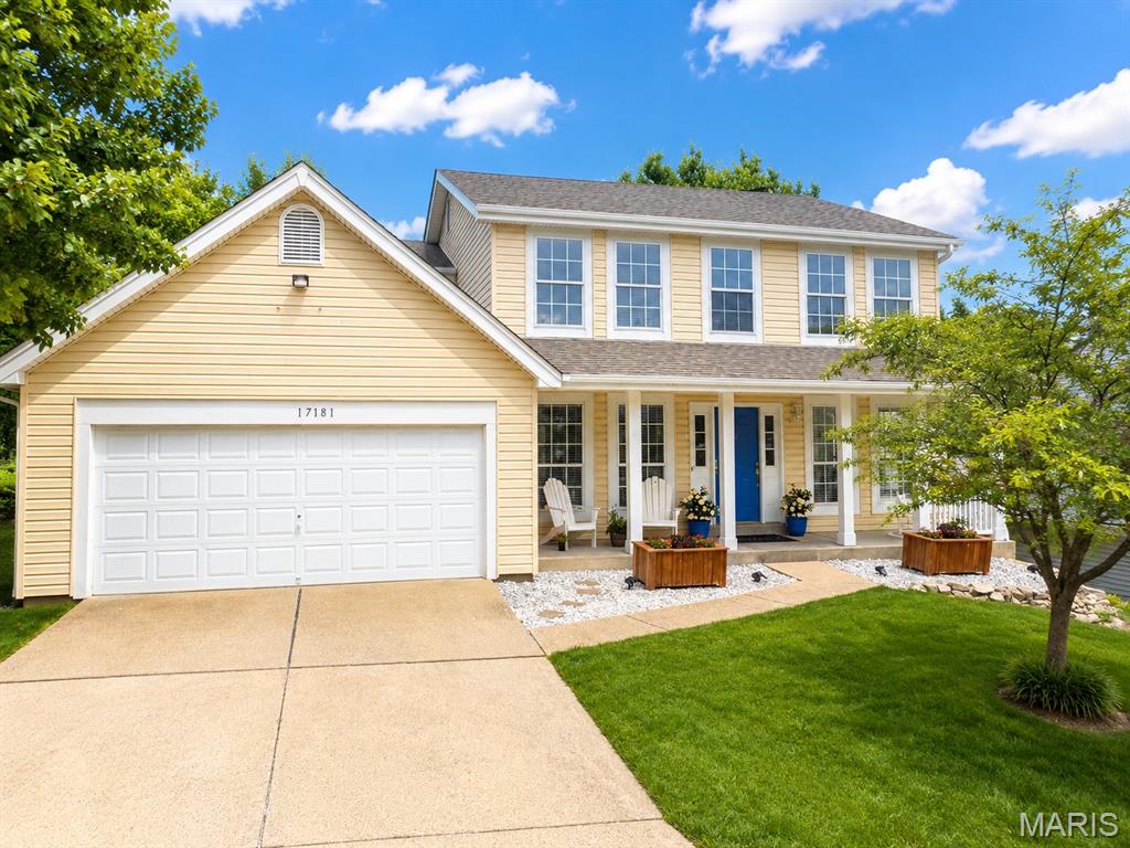 Welcome home to this stunning 2-story residence in the heart of Eureka, offering over 2,400 square feet of finished living space in the highly acclaimed Rockwood School District. From the moment you arrive, you'll appreciate the exceptional care and attention that has gone into maintaining this beautiful 4-bedroom, 3.5-bath home.

Step inside to find gleaming hardwood floors flowing throughout the main level, creating a warm and inviting atmosphere. The spacious living room is highlighted by a charming wood-burning fireplace, custom built-in shelving, and a beautiful bay window that fills the space with natural light. Need a dedicated workspace? The private main-floor office with glass doors is perfect for working from home.

The updated kitchen is truly the heart of the home, featuring granite countertops, abundant cabinetry, and an oversized center island with seating for six—ideal for entertaining family and friends. Convenient main-floor laundry offers built-in storage and direct access to the attached garage.

Upstairs, retreat to the spacious primary suite complete with a walk-in closet and a luxurious en-suite bath featuring a double-bowl vanity, soaking tub, and separate shower. Three additional generously sized bedrooms and a full bath complete the upper level.

The finished walk-out lower level provides even more living space with a large recreation room, dedicated exercise area, half bath, and direct access to the private fenced backyard shaded by mature trees—perfect for relaxing summer evenings.

Enjoy resort-style living with outstanding subdivision amenities including a community pool, clubhouse, lake, parks, playgrounds, and scenic walking trails. This is the perfect combination of location, space, and lifestyle with easy access to I-44 as well as local shops, restaurants, schools, etc. Don't miss your opportunity to make this exceptional Eureka home yours—schedule your private showing today!