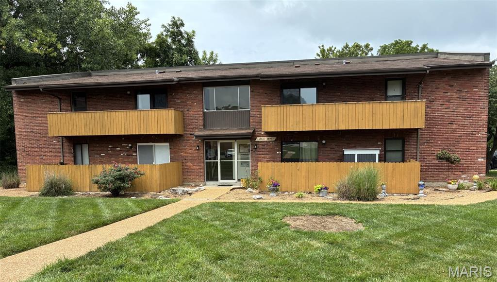 Great, affordable, updated 2 bedroom, 1 bathroom second floor unit located on secluded street in convenient St Louis South County. As you enter you are greeted by large living room,  to your right  dining room area and updated kitchen with white kitchen cabinets, new ceramic tile backsplash and granite counter top.  Follow the hallway to 2 nice size bedrooms and updated bathroom. Access large, long 4x22 balcony through living room, perfect for your morning or afternoon coffee. Newer thermal windows, new doors, freshly painted,   all appliances included in sale. Extra storage locker located in building next door. Complex pool is not in use, awaiting possible renovation.