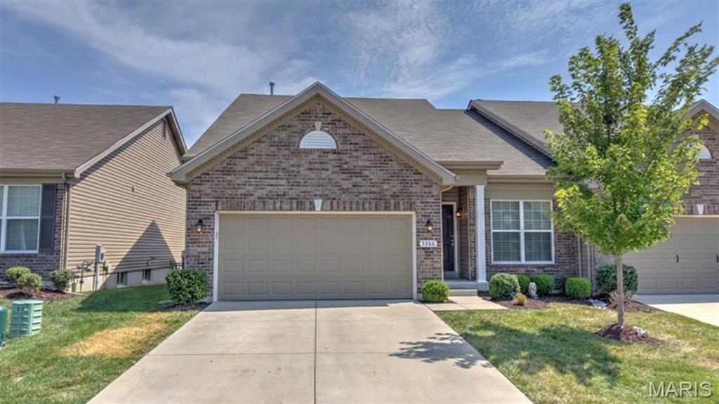 Welcome to this amazing 5-year-old villa in the sought-after Arbors of Rockwood! One of only a few spacious 1.5-story Bradford models in the subdivision, this home offers over 1,800 sq ft of finished living space and an exceptional layout. From the moment you step inside, you're welcomed by the bright family room with vaulted ceilings and beautiful hardwood floors that flow seamlessly through the main living spaces. The cook’s dream kitchen features gorgeous quartz countertops, abundant custom cabinetry, and plenty of prep space for everyday meals or entertaining. The thoughtfully designed split-bedroom floor plan provides privacy for everyone. The spacious main-level primary bedroom offers an en-suite bath and walk-in closet, while two generous upper-level bedrooms each feature their own walk-in closets. Additional thoughtful features include main floor laundry and guest bath, a spacious loft, custom Norman plantation blinds, a large patio just off the dining area, and an insulated 2-car garage. The full, unfinished basement is a blank canvas ready for your vision, with some framing already completed and a shower installed in the roughed-in bath area and lots of storage. An egress window provides the opportunity to add a 4th bedroom, creating additional living space and potential value. Just minutes from parks, hiking trails, shopping, restaurants, I-44, and located in the Rockwood School District, this location is hard to beat. This is a rare opportunity to own one of the more spacious and desirable floor plans in the Arbors of Rockwood. Schedule your showing today!