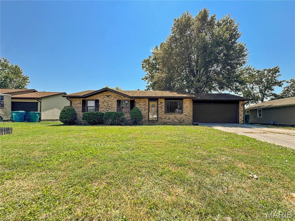 This beautifully maintained all-brick ranch in Smithton Estates sits just a one-minute walk from Smithton primary school (home is in FREEBURG High School's district) and offers over 1,500 square feet of finished living space with a warm, inviting layout. The home features three bedrooms, two full baths, a spacious front living room, and a large open concept family/dining area that flows seamlessly from the central kitchen, which includes solid-surface counters and stainless steel appliances. The family room opens to a fully fenced, shaded back yard designed for enjoyment, complete with a party-ready pergola, fire pit, mature trees, and a lofted 12x16 garden shed and quite seating area. Major updates include a 2014 roof with gutters, gutter guards, and downspouts; 2022 HVAC and water heater; 2021 fence; fresh paint; a 2024 sump pump; and a 2026 air scrubber/purifier. The home also offers an oversized two-car garage, main-floor laundry, and a comfortable primary suite with a conjoined bath accessible from the main living areas. Tucked on a quiet street around the corner from the schools and close to all town amenities, this well-cared-for, move-in-ready home truly stands out as one of Smithton’s most appealing properties in an affordable price range.