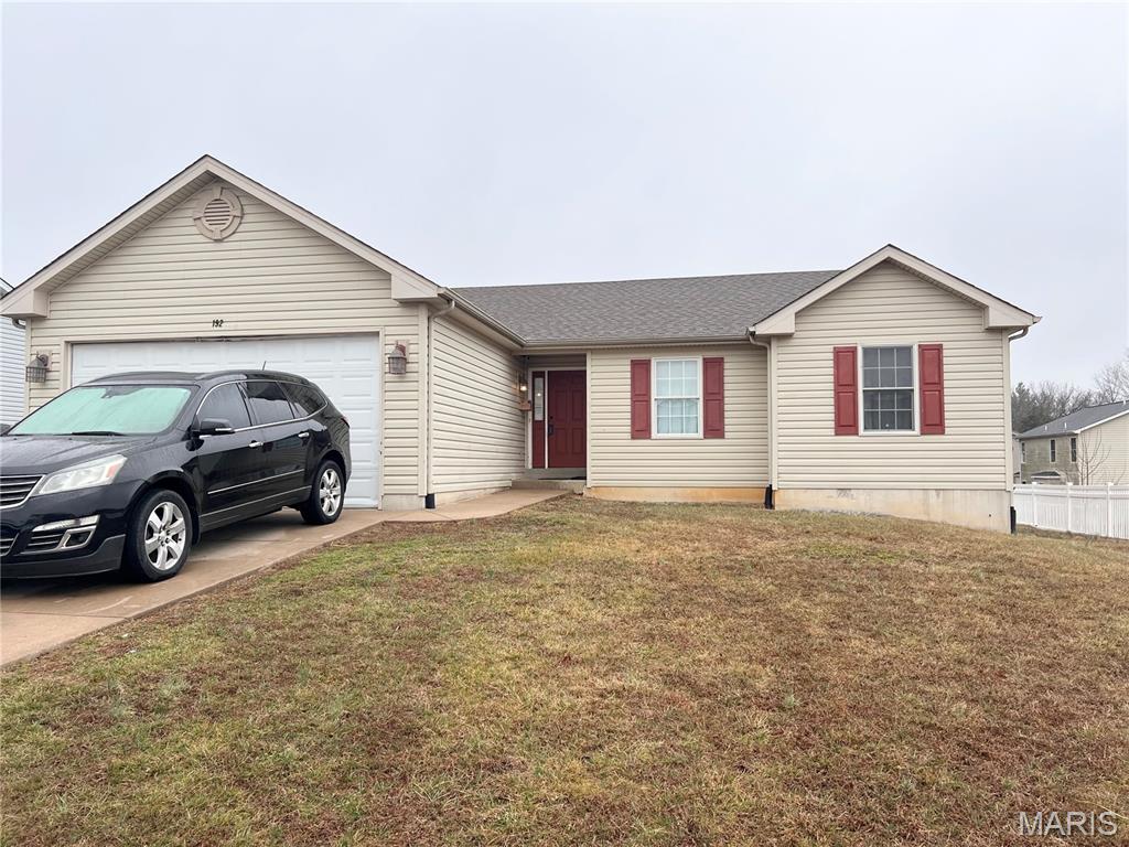 AS-IS Opportunity!! 1600+sqft ranch needs some TLC. Paint & Flooring will go a long way in this house. Great room with vaulted ceiling & gas fireplace. Kitchen with breakfast room.  Main floor laundry room off kitchen. Three bedrooms. Primary suite has bay window, walk-in closet & private bathroom with tub & separate shower & dual basin vanity.  Lower Level has rough-in for full bath (next to stairs), sump pump & pit. Basement is awaiting for your vision to finish!  Large yard partially fenced. 2 car garage and more! Come See this diamond in the rough today!!