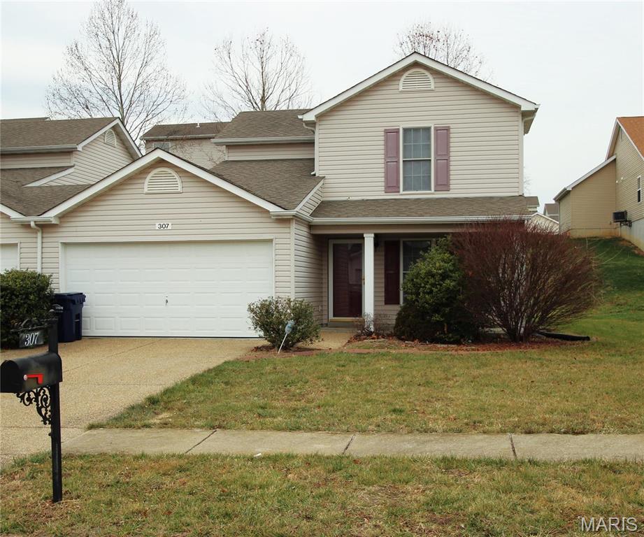 This home has Luxury vinyl plank flooring on main and upper levels, with carpet on steps only and freshly painted on both levels. It is a 2-story town home has 2 bedrooms, 2.5 baths, with a 2-car garage. Open floor plan with large living room, breakfast room, walk in pantry/storage, plenty of cabinets and counter space, the half bath with pedestal sink, walk through laundry room into garage all on the main level. Upper level has the master suite, Walkin closet and full bath. Second bedroom is also good sized with 2 large closets along one wall, small den/office/loft at top of stairs and a full hall bath. From the dining area walk out to patio. Owner pays taxes and condo/association fees. This is a NO Smoking and NO pet property; owner wants 12 months or longer lease. Owner is an agent in the state of Missouri.  Applications available online $30 fee, upload copy of state issued ID and proof of income, this is for all persons (18+) living in property.