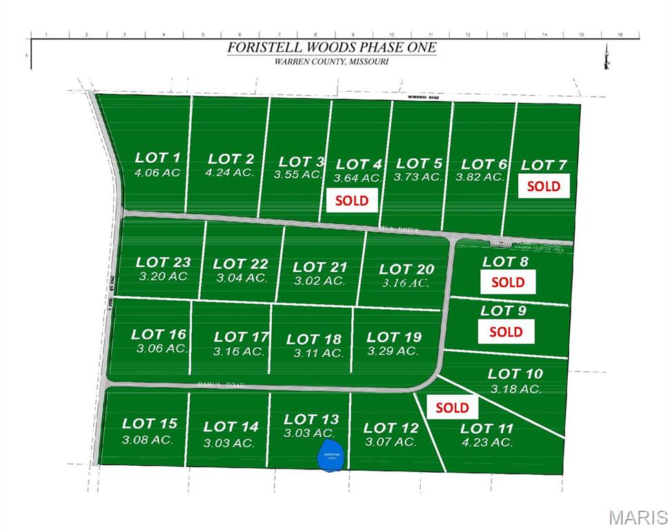 Welcome to Foristell Woods, an exclusive subdivision in Wright City offering 23 lots ranging from 3- 4.37 ac. These lots are perfect for building your custom home! Country setting with city convenience, located close to major highways & interstates.  Find your lot & start building your dream home today!