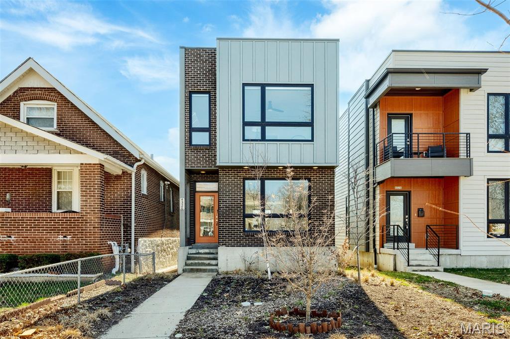GREAT PRICE REDUCTION!! Custom-built contemporary home in the heart of the Grove. This thoughtfully designed residence features native landscaping that complements modern city living. The open-concept main level offers 9-foot ceilings, a convenient half bath, and a stylish kitchen with quartz countertops and stainless steel appliances. All three bedrooms and two full baths are located upstairs, including one primary bedroom with a private en suite bath. A second-floor laundry adds everyday convenience. Built with quality construction, the home features a 9-foot pour. Enjoy a fully fenced backyard with a patio-perfect for entertaining or relaxing. Ideally located with easy access to major highways, this home delivers comfort, function, and connectivity.  House has passed City Inspection.