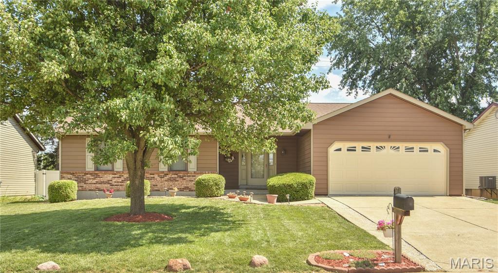 See this beautiful, well-maintained home with 3 bedrooms and two full baths, plus living room, dining area and kitchen. The house was built for comfort, convenience, and low maintenance, with gas fireplace in the living room, newer floors, and updated kitchen and paint. Primary suite includes bedroom, spacious bathroom, and large closet. Downstairs the partially finished basement level adds a ton of space. There are many newer features, including the roof, gutters, and spouts in 2025. 
The location in the heart of St Peters has easy access to the Dardenne Greenway Trail system as well as shopping and restaurants. 
 Open House on Saturday from 1:00-3:00.