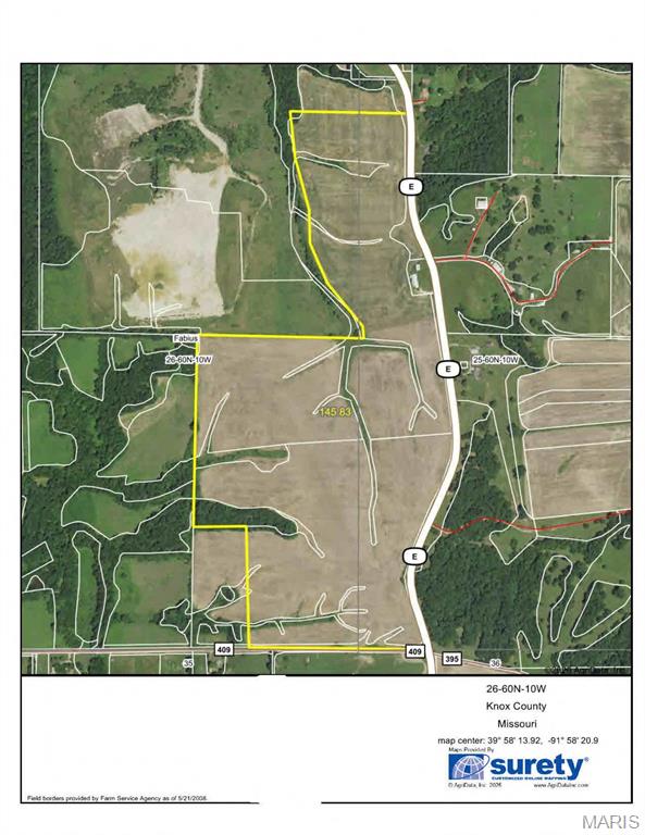 145 ac in Knox County, Missouri with 139 ac tillable. Owner is willing to sign a 3- or 5-year lease paying $250 per tillable acre. Farm has a hunting lease in place paying $3000 per year. Priced at $8,000 per acre. Will be subject to a survey.