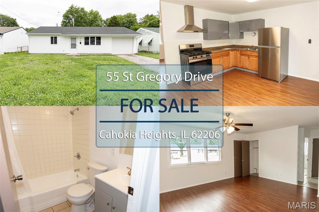 Welcome to 55 St Gregory Drive in Cahokia. This four-bedroom, one-bath ranch home offers 1,080 square feet of living space with several important updates already completed. The interior features fresh, neutral finishes, updated flooring, a living area, and a functional kitchen with stainless steel appliances, including a gas range, vent hood, and refrigerator.

The home was recently renovated and offers driveway parking and a yard. Recent updates include the roof replaced in 2024 and water heater replaced in 2026. This property offers a combination of recent updates and practical features, with several major systems already updated. Schedule a showing to experience this property.