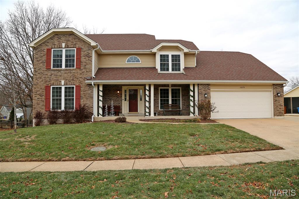 Beautiful 1+1/2 story home in the coveted Rockwood School district. Large entry foyer opens into a stunning Great Room with a soaring vaulted ceiling. Cozy up to the fireplace flanked by two full length windows. Updated kitchen leads to a 1/2 bath, a private dining room (which was used as another main floor bedroom) and a main floor laundry with door leading to the outside patio. An ample size main floor primary ensuite boasts a large bathroom with separate tub and shower. The Cats love the view from the open second floor hallway overlooking the Great Room. Three more nice sized bedrooms and a full bath complete the upstairs. Enjoy outdoor life in the spacious back yard with patio and partial fencing. Newer added additional parking is a plus for your extra cars.  Partially finished basement adds extra living space plus plenty of storage. All these amenities nestled in a desirable neighborhood with easy access to parks, shopping and dining. This move in ready gem wont last long. Additional association fee is $160 per year.