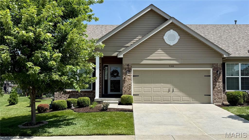 Coming Soon in Eureka, MO! Built in 2017, with over 2,400 sq ft of living space, this lovely, maintenance-free villa offers the perfect blend of comfort, style, and convenience! From the moment you step inside, you'll appreciate the open floor plan accented by a gas fireplace in the cozy family room & soaring vaulted ceilings that create an airy & inviting atmosphere. The spacious kitchen is designed for both everyday living and entertaining, featuring a large center island, pantry, stainless steel appliances, a double wall oven, and ample cabinet and counter space. Plantation shutters adorn the windows providing character in the home. 

The main-floor area offers effortless living with a convenient main-floor laundry room, while the finished lower level expands your living space with a family or recreation room, a third bedroom, and a full bath—ideal for guests, a home office, or multi-generational living.

Step outside to the private backyard patio, the perfect place to enjoy your morning coffee, unwind after a long day, or entertain family and friends. You'll also love the peaceful views of the picturesque lake and fountain just across the street in front. Combined with maintenance-free living, this exceptional villa allows you to spend less time on upkeep outside and more time enjoying everything this wonderful community has to offer. Don't miss your opportunity to make 5366 Lakepath Way your next home!
