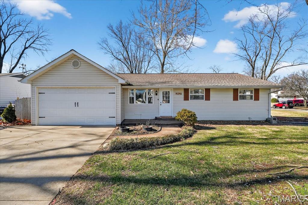 Welcome home to this beautifully updated ranch in the heart of Maryland Heights! From the moment you step inside, you’ll love the bright, open living space filled with natural light from the large front picture window and accented by warm hardwood floors. A charming built-in creates the perfect coffee or beverage bar and adds character to the inviting main living area. The updated kitchen shines with crisp white cabinetry, granite countertops, and stainless steel appliances, flowing seamlessly from the living room for easy entertaining and everyday living. The main level offers three spacious bedrooms and an updated full bath. Downstairs, the expansive lower level is a blank canvas ready for your finishing touch. Step outside to your fully fenced backyard featuring a large stamped concrete patio ideal for entertaining and relaxing evenings. An oversized two-car garage provides extra storage and convenience. All of this in a prime Maryland Heights location close to parks, restaurants, and everyday amenities. This one checks all the boxes, schedule your private showing before it’s gone!