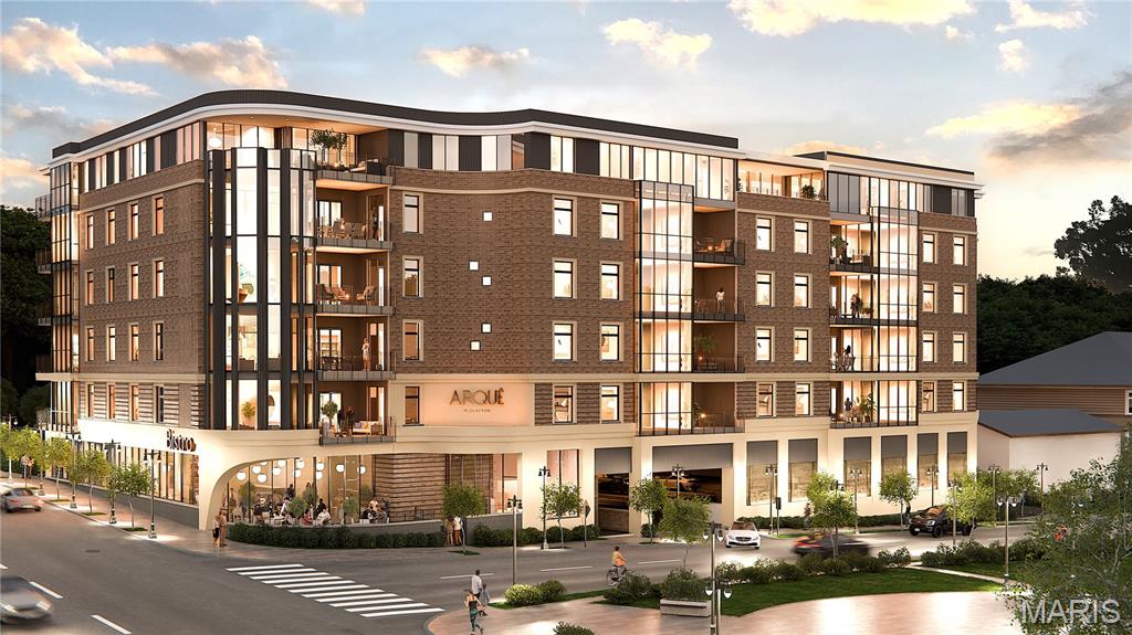 Arqué in Clayton – Clayton’s newest mixed-use condominium development in the heart of downtown Clayton, offering 29 luxury residences with thoughtfully designed two and three-bedroom floor plans ranging from 2,464 to 3,158 square feet. Residences feature floor-to-ceiling windows, 10-foot ceilings, fireplaces, 7” wide-plank wood flooring, private office/den spaces, Kohler plumbing fixtures throughout. Designer kitchens include oversized islands, custom cabinetry, quartzite countertops, and premium appliances. Spacious primary suites offer large walk-in closets, double vanities, and glass-enclosed showers. The 6-story brick and stone building include a private landscaped terrace plaza/garden, lobby attendant, secure mail and package room, monitored security and intercom entry systems, private storage lockers and 2 or 3 secure climate-controlled parking spaces. Located adjacent to the forthcoming Opera Theatre of Saint Louis and just steps from Shaw Park and all of the restaurants, coffee shops, and boutiques that make Clayton the highly desirable area that it is.