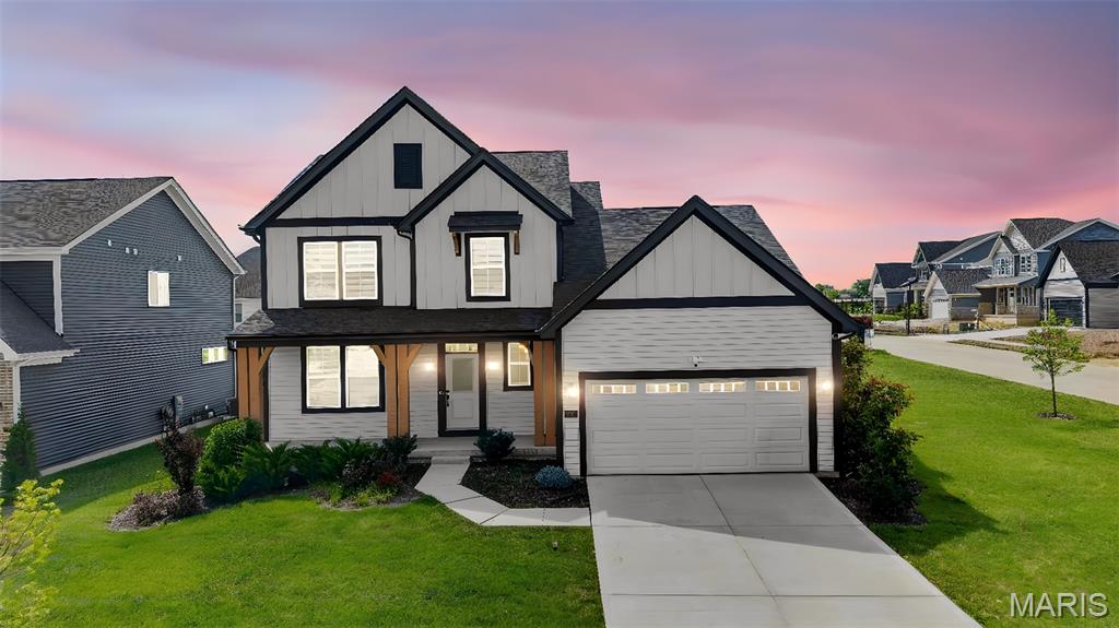 Built in 2023 by Fisher Homes, this beautifully maintained 1.5-story home offers 2,452 square feet of thoughtfully designed living space on a desirable corner lot with an east-facing front elevation in highly desired Inverness Subdivision. Featuring 3 bedrooms and 2 bathrooms, this home showcases numerous builder upgrades, including additional windows that fill the home with abundant natural light. The spacious kitchen is a standout feature with quartz countertops, very large island, stainless steel appliances, a gas range, and ample cabinet and prep space. The open-concept floor plan creates an inviting atmosphere for both everyday living and entertaining. The primary suite provides a comfortable retreat, while the unfinished basement with a bathroom rough-in offers endless possibilities for future expansion. Outside, enjoy the level yard with plenty of space for recreation, pets, or outdoor gatherings. Utilize the incredible patio size for evening gatherings or weekend barbeques. To make your move even easier, the washer, dryer, and refrigerator are all available for purchase. This nearly new home combines modern finishes, quality construction, and exceptional value in one move-in-ready package. Professional pictures will be uploaded by 6/10, showings go live after open house on 6/11