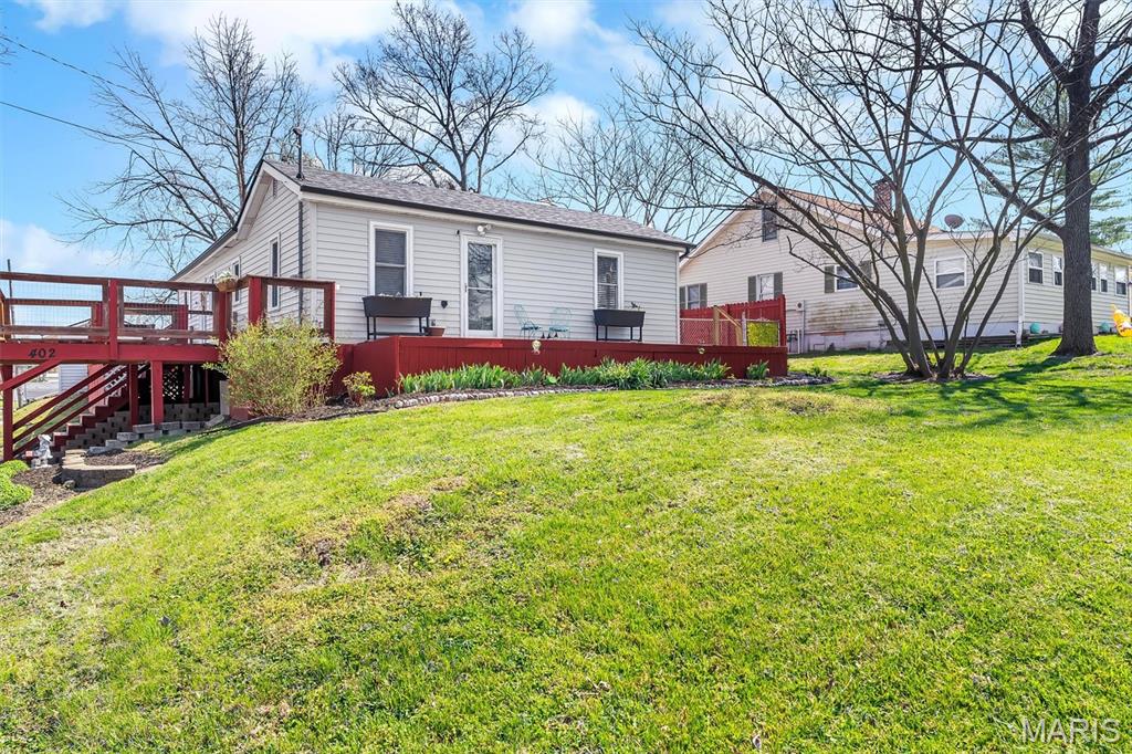 Meticulously well maintained updated home located on corner lot in the heart of Pevely! The 3 bedroom home has a spacious open concept living area. Separated bedrooms from Primary bedroom. A key luxury feature to this property is the washer & dryer located directly inside the Primary bedroom Walk-In Closet. HVAC 2024, Roof 2025, Water Softner 2025;  Easy access to Hwy 55, shopping, restaurants, etc.. Available for showings April 3rd. Seller requests flexibility with Closing date.