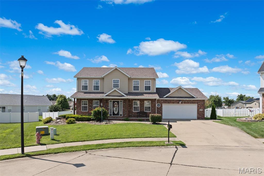 Gorgeous 4BR home in popular Homes of Liberty Place is updated & ready to go, complete w/that saltwater POOL you've been wanting;  situated on a large lot w/extra yard to spare for play space! Step inside foyer entry & enjoy updated staircase, open floor plan, & luxury LVP throughout all floors. Formal DR, LR (or office) & Family Rm w/windows overlooking back yard. Kitchen features granite countertops, tiled backsplash & SS appliances (new in '24). Primary suite: vaulted ceiling, walk-in closet, & bath designed to pamper w/oversized tiled shower, dual sinks & tub. LL has huge finished area, oversized storage, & bath rough-in w/room to grow. New in '24: water heater, HVAC, pool liner, salt cell, pump & cover. Bike trails right at subd entry to enjoy quick ride & close to interstate.