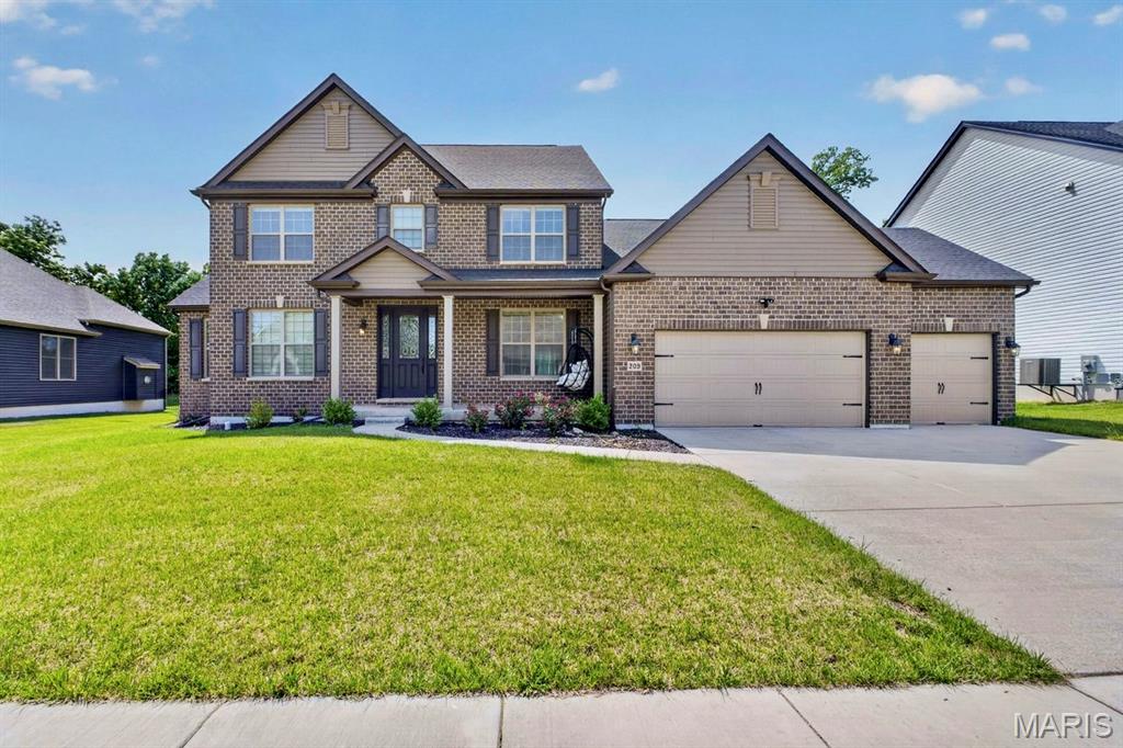 Enjoy the Shady Creek lifestyle with a resort-style pool, walking trails, pickleball courts, playground, and more. This 3-year-young custom-built Lombardo home offers over 3,600 square feet of living space with high-end finishes throughout. Inside you are greeted by a stunning two-story great room featuring a dramatic wall of windows and electric shades that fill the home with natural light. The chef’s kitchen is designed to impress with a large center island, quartz countertops, 5-burner gas cooktop w/ hood, double wall oven, walk-in pantry, and adjoining breakfast room. Retreat to the main-level primary suite featuring a spacious walk-in closet and spa-like bath with dual vanities, soaking tub, and shower w/ glass door. A formal dining room, laundry room, and powder room complete the main level. Upstairs enjoy a massive loft area perfect for a home office, second living space, or rec room. This upper level includes a private en suite bedroom with its own bath, while bedrooms three and four are connected by a Jack-and-Jill bathroom. Every bedroom features a walk-in closet. The unfinished lower level offers endless possibilities with a 9-foot pour, abundant storage space, egress window, and bathroom rough-in—making it ideal for a future finish with a potential fifth bedroom and bathroom. Access to the backyard is easy with just a few steps leading to a private tree-lined backyard.