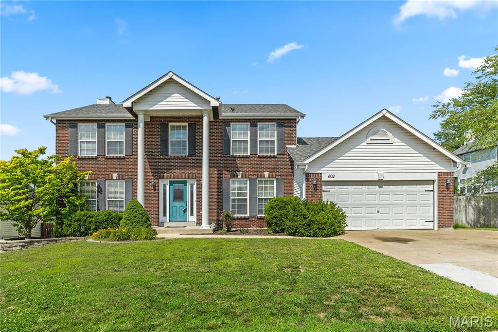 You won’t want to miss touring this gorgeous four-bedroom, 2.5-bath Wentzville home. Offering plenty of curb appeal, this beautiful property features a spacious two-car garage, attractive landscaping, and a large fenced backyard designed for outdoor enjoyment. A welcoming foyer with laminate flooring and a front staircase greets you as you enter. The spacious main level includes a dedicated office, formal dining room, oversized laundry room, convenient half bath, and a comfortable family room featuring a beautiful brick fireplace and bright bay window that fills the space with natural light. The kitchen is sure to impress with abundant cabinetry, ample counter space, eye-catching backsplash, stainless steel appliances, and a large center island perfect for gathering. A convenient breakfast room with sliding glass door walkout completes this inviting space. You’ll also appreciate the pantry, providing exceptional storage and organization. Upstairs offers plenty of room to spread out with three nicely sized guest bedrooms, a full bathroom, and an expansive primary suite featuring a large walk-in closet and a luxurious en suite with dual vanity, soaking tub, walk-in glass shower, and plenty of room to relax. The partially finished lower level adds valuable living space with a spacious sound-proof multipurpose room ideal for movie nights, a game room, or a secondary family room. You’ll also find abundant storage space for all your needs and a rough-in for another bathroom. Outside, the large fenced backyard is ready for summer fun with a spacious concrete patio, an above-ground pool, and a mature pear and apple tree. Together they create the perfect setting for relaxing, entertaining, and enjoying the outdoors with family and friends. And enjoy fishing in the neighborhood pond! Come check this one out before its too late!
