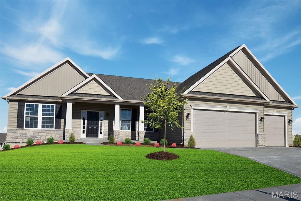 Take advantage of our monthly incentive- 20,000 flex cash.The Waverly from Rolwes Company’s Estate Series is an exquisite ranch-style home designed for both elegance and everyday comfort. This to-be-built floor plan features three bedrooms, two bathrooms, and a three-car garage, all centered around an open-concept design perfect for entertaining. From the welcoming foyer, you’ll be greeted by a formal dining room that opens into a spacious great room, bright breakfast area, and a well-appointed kitchen complete with a uniquely designed island ideal for additional seating and gathering. The private owner’s suite serves as a luxurious retreat with a large walk-in closet and an elegant bath featuring double sinks, a garden tub, and a separate shower. Two additional bedrooms, a full bath, and a convenient main-floor laundry complete this thoughtful layout. Personalize your Waverly with options such as a fourth bedroom or private study, bay windows, a powder room, vaulted or tray ceilings, or a finished lower level for even more living space. Every Rolwes Company home includes enclosed soffits and fascia, a fully sodded yard, and a professional landscape package for lasting curb appeal. Images shown may reflect optional features. Please see your Sales Representative for a complete list of included features and community details.