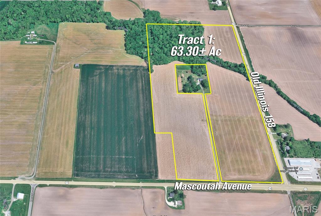 Price listed is Starting Bid Only. Bidding starts closing 8/26/2026@ 5 p.m. This exceptional 63.30± acre tract of prime tillable land is ideally located just off Mascoutah Avenue, approximately 15 minutes East of the Belleville Public Square and 7 minutes West of Downtown Mascoutah in St. Clair County. With 46± acres of productive cropland, it offers immediate potential for crop production and a dependable source of agricultural income. Its strategic location near Mascoutah Avenue ensures easy access, making it a seamless addition to an existing farming operation or an excellent starting point for a new agricultural venture. Beyond its farming appeal, the property presents picturesque building sites perfect for a dream home or hobby farm. Zoned A for agricultural use, the property falls under St. Clair County zoning authority and would allow a single-family residence to be built onsite. Electricity is already available near the site, though tap-on fees have not been paid by the current owner, and the land is best suited for private water and sewer systems. With its blend of agricultural productivity and residential potential, this property offers a rare and versatile opportunity in a desirable location. In addition, Tract #2 ~ 5.0± acres could be purchased separately. Whether you are looking to grow your farming footprint or build a countryside retreat with income-generating land, this tract delivers both promise and potential. Additionally, 2026 farming rights are available. FALL 2026 PLANTING WILL BE AVAILABLE TO THE NEW OWNER. Property will sell under auction terms and be sold AS- IS, WHERE-IS. Seller, will not make any repairs as a result of any building, occupancy, or environmental inspections. Buyer will be required to sign an Auction Purchase & Sale Agreement if final bid is accepted by Sellers.