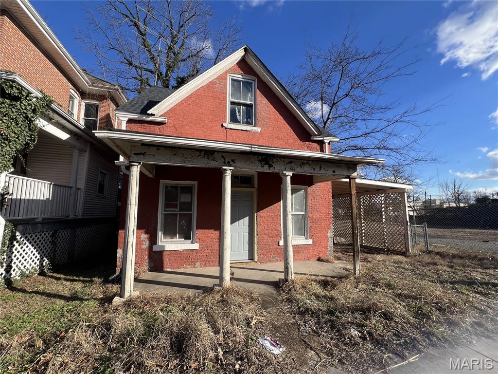 Historic property dating back to circa 1880, offering a rare opportunity for restoration and redevelopment in a C-1 General Commercial zoning district. This home is rich with local history — it was once the only house along the driveway leading to the end of Ellis Street and was previously owned by Fred Groves, founder of Ford Groves, adding to its unique story and character.
Inside, the property features beautiful original brick walls, a full utility basement, and significant recent electrical upgrades including a new electrical mast, new electrical box, and 200-amp service. A covered carport provides protected parking. There was previously a studio-style space upstairs; however, it cannot currently be represented as a dwelling unit due to lack of access. Buyer to verify potential future use.  This is a condemned property and will require the buyer to work closely with the City to complete required repairs and approvals. Property is being sold AS-IS. This property presents an excellent opportunity for restoration, adaptive reuse, or commercial redevelopment for a buyer who appreciates history and vision.  Buyer to perform all due diligence and independently verify all information with the City prior to closing.