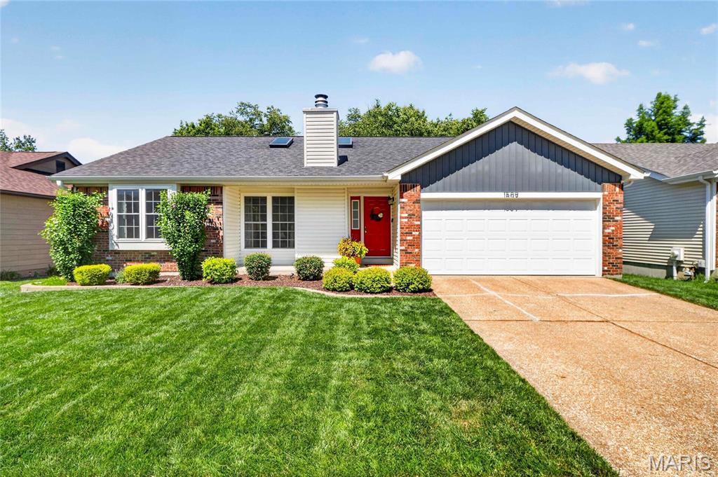 Turnkey Ranch in Springhill Farms has been meticulously maintained and updated! Great curb appeal with 2 year old roof and fresh landscaping. Walk into the family room with vaulted ceilings and skylights. Coretec LVP floors run throughout main living areas. Breakfast nook  walks out to maintenance free Timbertech deck with white vinyl railing. Paver Patio with gas fire pit and  completely fenced in yard complete the peaceful backyard setting. Great place to sit and BBQ while the kids play!  Kitchen with stylish cabinets, silestone tops, and stainless steel appliances including gas range. Spacious primary bedroom with board and Batten accent wall and ceiling fan. Fully Remodeled primary bath with glass shower door and custom floor to ceiling Marble! New vanity as well. Two other beds for the kids on main level (or work from home office). Updated full hall bath. Finished Lower Level Rec Room is perfect place to watch the game by built in bar with exposed brick. Or let the kids run wild, great versatility! Mechanicals are both only a few years old.  Move in Ready Ranch in Parkway schools is rare find! All your days will be sunny and bright at 1509 Morning Sun!
