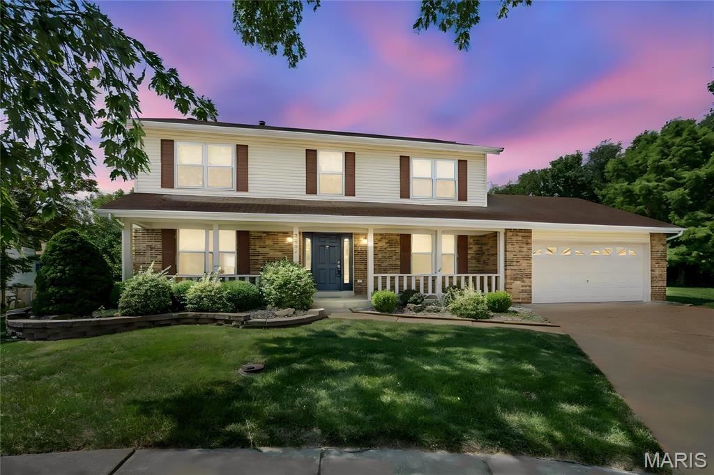 Showings begin Thurs 7/23! Beautifully refreshed 2-story situated on a premium level lot at the end of a quiet cul-de-sac with partial fencing and great curb appeal! From the charming covered front porch with a freshly painted front door and new lighting to the newer vinyl siding, this home has been lovingly updated inside and out. Every room, door, and trim has been freshly painted, creating a clean, modern feel throughout, and all window shades have been replaced. New modern lighting and ceiling fans. All new switch and outlet covers. New smart thermostat. 

The spacious kitchen opens to the great room and features freshly painted cabinetry w/ new hardware, new countertops, sink, faucet, lighting, newer cooktop, double oven and window. Plenty of space to entertain with a breakfast bar and breakfast room. Just beyond they added on a cute three-season room, providing additional space to relax or entertain. The formal dining room showcases a stylish new modern chandelier, while the great room offers beautiful hardwood floors, a gas fireplace, and a new ceiling fan.

A versatile front room has been thoughtfully modified to include convenient main-floor laundry, while additional laundry hookups remain available in the lower level. Convenient main floor half bath.

Upstairs you'll find new carpet, ceiling fans, lighting, and shades, fresh paint, walk-in closets in three bedrooms, and double closets in the 4th. The spacious primary suite includes a large organized walk-in closet and an attractive updated bath featuring a custom vanity, separate tub, and shower.

The unfinished lower level offers excellent storage or future finishing potential with a rough-in bath, sump pump, and approximately 6-year-old water heater. Situated on a level lot with partial fencing and a two-car garage, this move-in ready home is conveniently located near shopping, restaurants, schools, and beautiful Sunset Park, offering a wonderful combination of space, updates, and location.