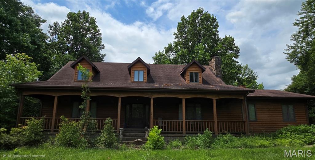Fabulous custom built one owner home on four plus acres. Large rooms, vaulted ceilings with rustic decorative beams and skylights galore for an abundance of natural light throughout the home.  The front porch is covered and runs the length of the home; inviting to guests and homeowners for relaxing evenings or morning coffee.  This home has an amazing loft area overlooking the family room that would make a great office or playroom.  The unfinished basement is a blank canvas to finish as desired.  So many options await in this home. Call your favorite agent to take a private tour.