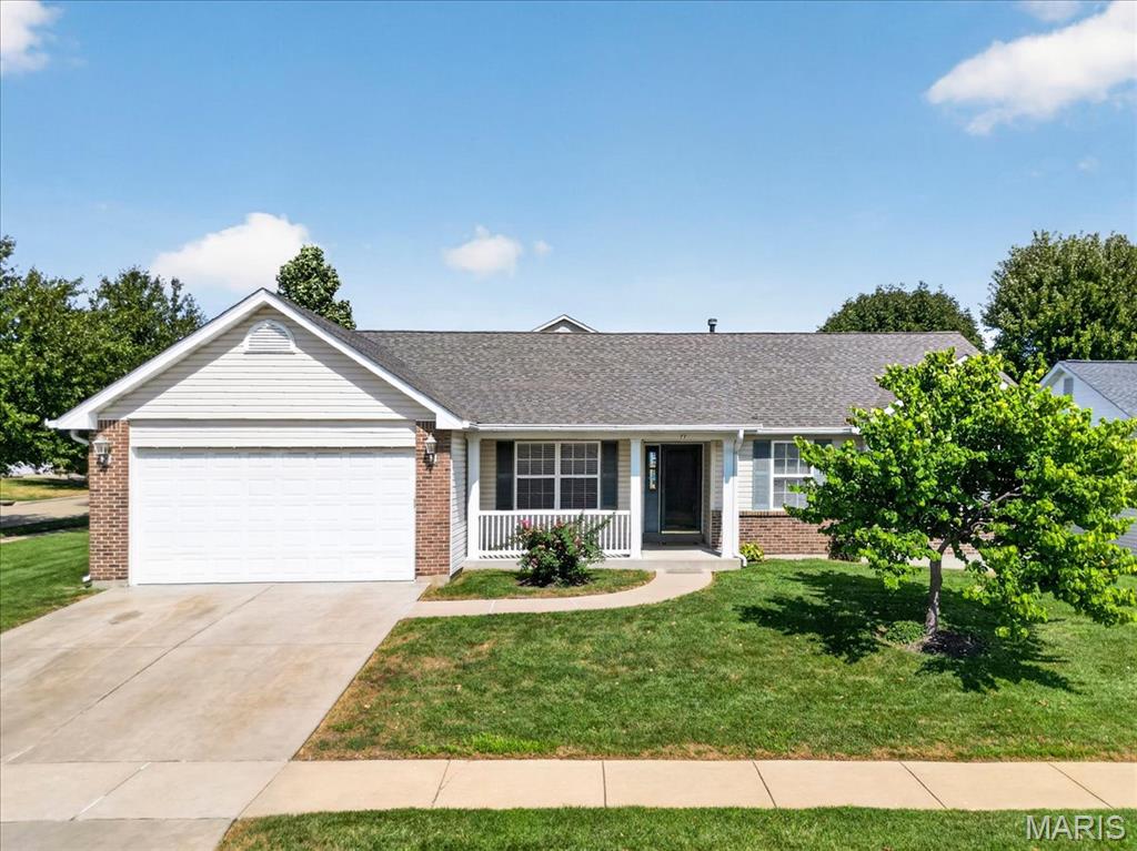 Welcome home to 3 bedroom, 2.5 Bath Ranch in the ovely Richmond Subdivision!  Darling covered front porch.  Home rests on a generous corner lot. Oversized 2 car garage also has a side entry door and you then walk into the Main floor laundry room.  Fresh updates include: new carpeting, New flooring in laundry and main floor baths, recently professionally painted, cleaned, power-washed and awaiting the new owners. Updated HVAC 2021 was recently serviced. Architectural shingled roof is 6-7 years old.  
Floor plan of home flows and makes sense for today's discriminating buyer.  Kitchen is open to the living/great room with vaulted ceiling and open to the family room with gas fireplace.  Family room door opens to the patio and level back yard.  Primary bedroom is huge with a large walk-in closet, and has it's own primary bath with soaking tub and separate shower, Other 2 bedrooms are generously sized and have easy access to hall bath. 1/2 bath in Lower level. So much room down there - it's  Expansive and ready for your finishing touches to make your own dreams come true!