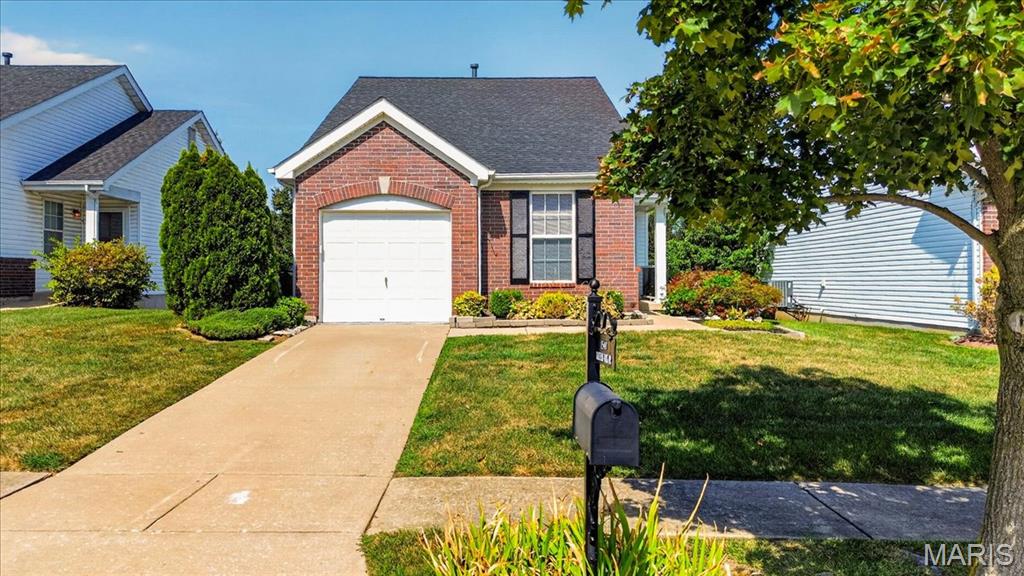 Welcome to 1540 Batters Box Drive in O'Fallon's Homefield community which is served by Ft. Zumwalt North schools. This home is located with easy highway access and a quick jaunt to Main Street O'Fallon and all your services. From the covered side porch you'll enter the vaulted living room with natural light and ceiling fan. The open floor plan then flows into the breakfast area with access to the composite deck.  Updated and fully equipped kitchen hosts new stainless appliances, soft close cabinetry, solid surface counters and tiled backsplash. Primary bedroom floorplan allows for a reading nook, desk or nursery space, and topped with vaulted ceilings and light fan. His & Hers closets flank the short hall to the full, updated bath that Jack & Jills to the central hallway.  For guests there is also a half bath off the living room. The second bedroom also features a lighted ceiling fan and front facing window. The central hallway also hosts the main floor laundry sized for a stacking washer & dryer set, as well a interior access to the garage.  The lower level awaits your finish and includes rough in for a bath. The placement of the HVAC and sump would allow for maximum finishing area. This home backs to common area and the composite deck is landscaped for added privacy. Bonus....no more grass cutting as that is handled by the association! Downsizing or just starting out, Batters Box Drive would meet your needs, set your appointment for a private viewing today!