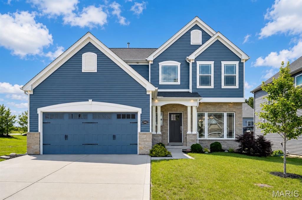 Welcome to 542 Derby Terrace Circle in Dardenne Prairie - a 3 years young 2-story beauty! Why build when this beautifully updated home already offers the new and improved features you are looking for? With 3 bedrooms, 2.5 bathrooms, over 2,500 square feet of living space, abundant natural light, and thoughtful upgrades throughout, this home is truly move-in ready. From the moment you step into the kitchen, you’ll notice the attention to detail. The space features quartz countertops, luxury wide-plank flooring, a large center island, upgraded appliances, 42-inch soft-close cabinetry, and a gas range. Just off the kitchen, the open-concept floor plan flows seamlessly into the living room, where you’ll find a pristine fireplace, upgraded bright lighting, and a high-tech speaker system — perfect for everyday living and entertaining. Upstairs, the spacious primary suite offers improved carpet padding, double vanity sinks, a walk-in shower, and a large soaking tub, creating the perfect place to relax and unwind. The home also features a versatile loft space that can easily be converted into a 4th bedroom if needed, giving buyers added flexibility for a guest room, office, playroom, or additional living space. Downstairs you will find plenty of storage space and endless possibilities! With an egress window and roughed in plumbing, your finishing touches & value adds await!!! Additional highlights include a water softener, sump pump, and an already-installed electric car charger. Located in the highly rated Fort Zumwalt School District and just minutes from shopping, dining, and major highways, this home offers comfort, convenience, and modern upgrades without the wait of new construction. This is exactly why you don’t need to build in today’s market — 542 Derby Terrace Circle is ready for you now!